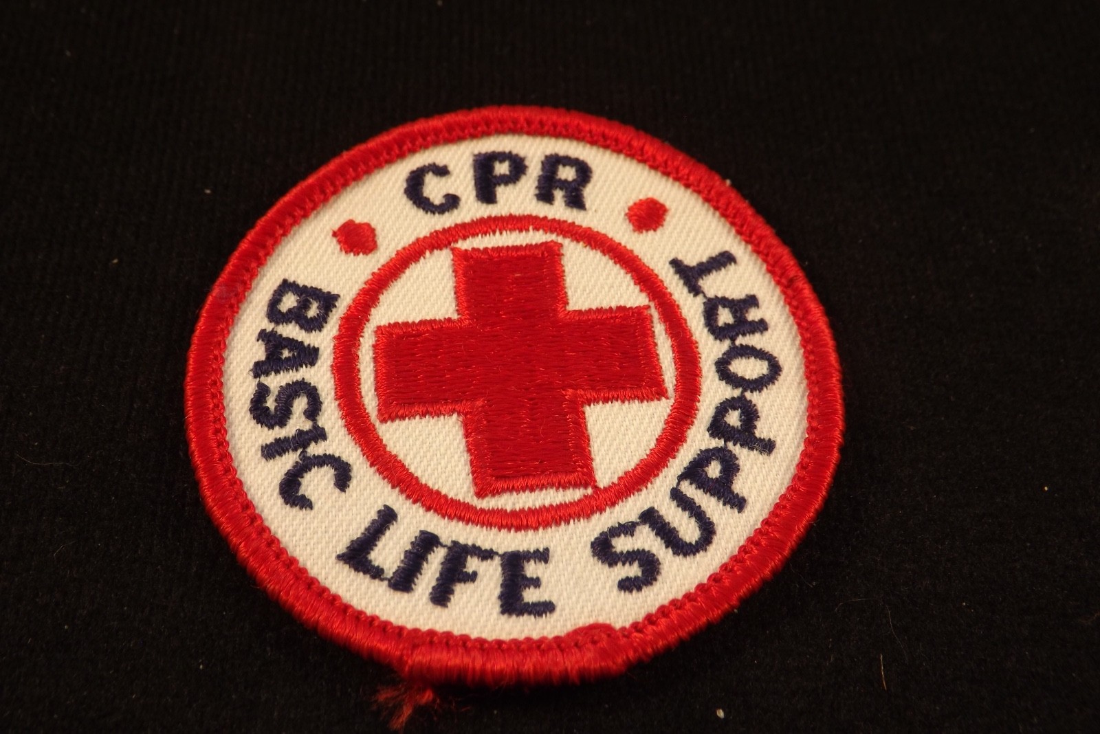 Vintage CPR Basic Life Support Patch Red Cross Embroidered Sew-on Cloth