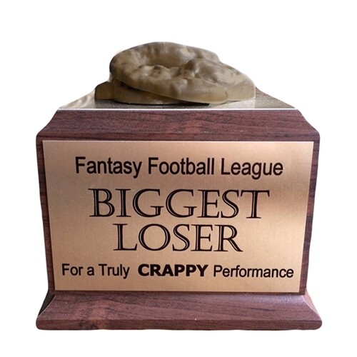 Pile of Crap Last Place Biggest Loser Trophy with 4 Lines of Custom Text