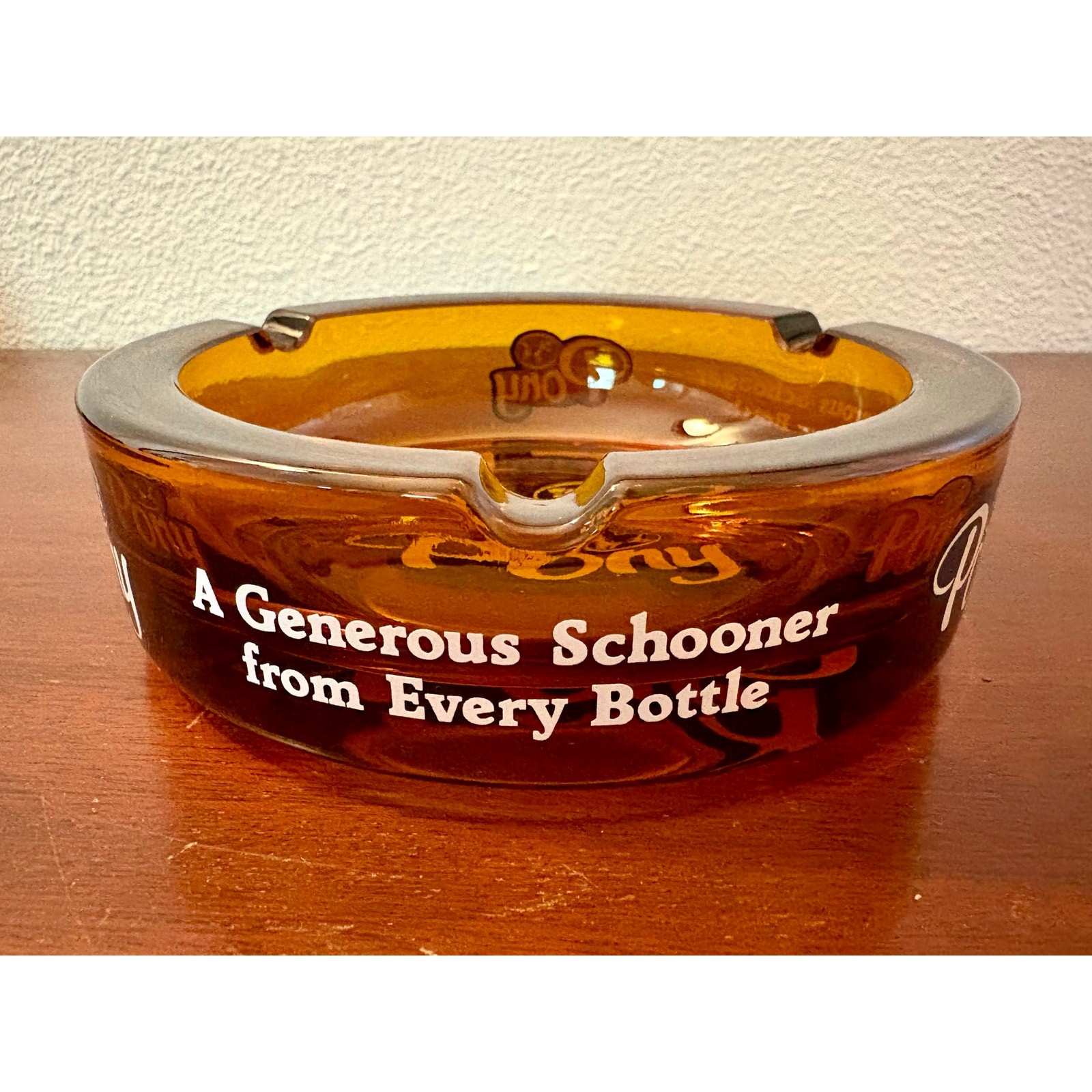 Vintage Amber Glass Pony Ashtray