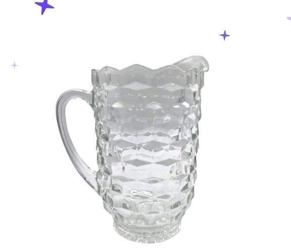 FOSTORIA CUBIST WHITEHALL COLONY GLASS Pitcher 8.5\