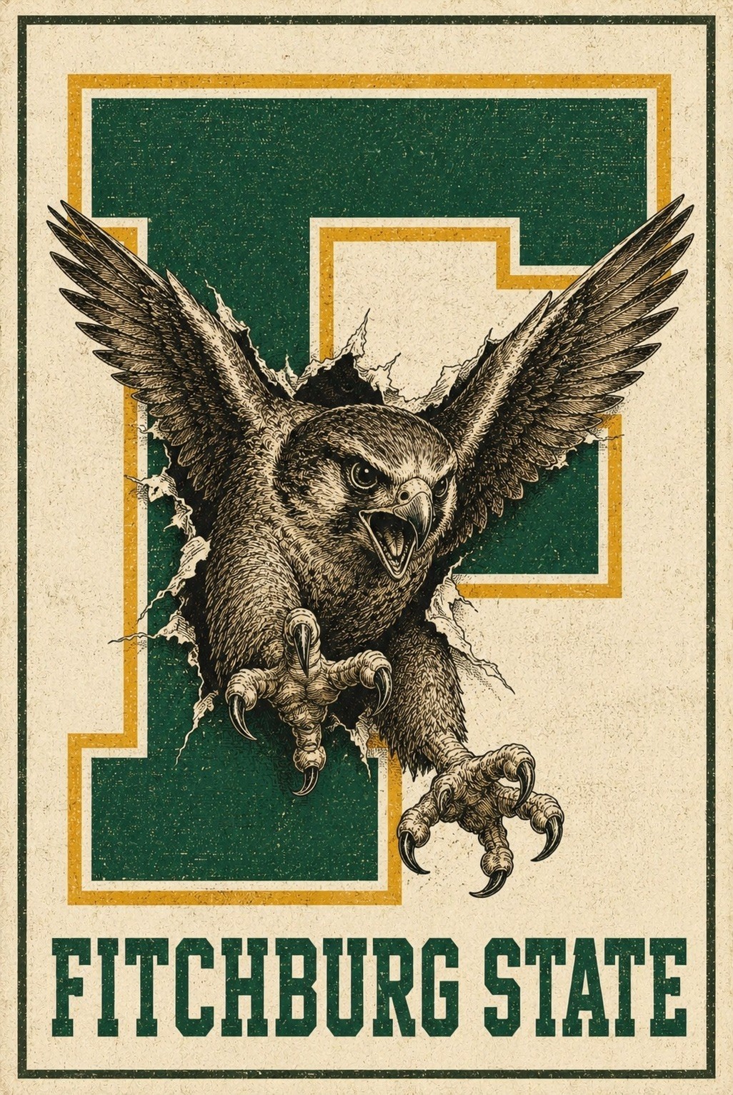 Fitchburg State Poster Eagle Breakthrough 12x8in Metal Sign College University