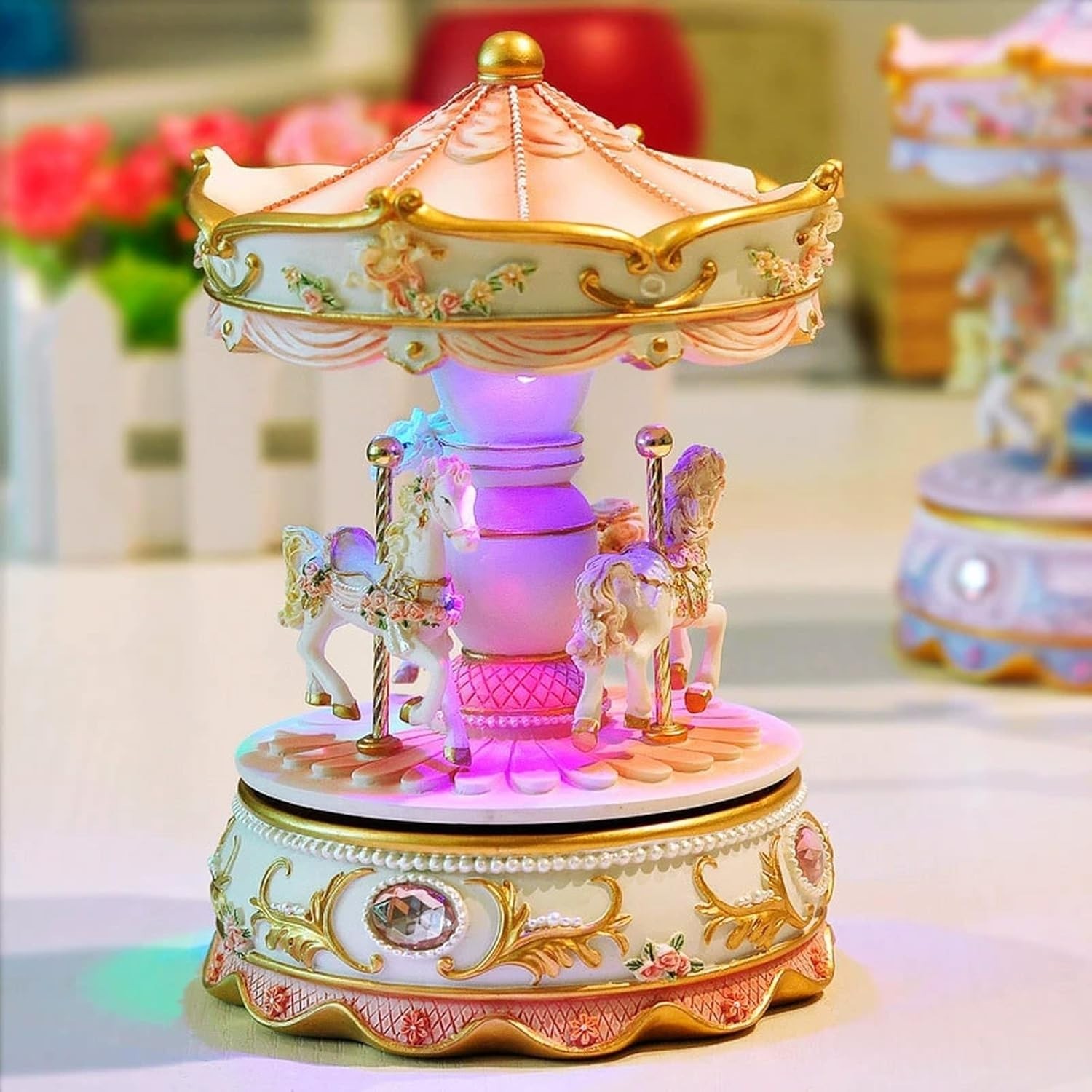 Dragon-Hub Music Box 3-Horse Carousel Gifts for Kids Children Girls Dragon-Hub Music Box 3-Horse Carousel Gifts for Kids Children Girls
