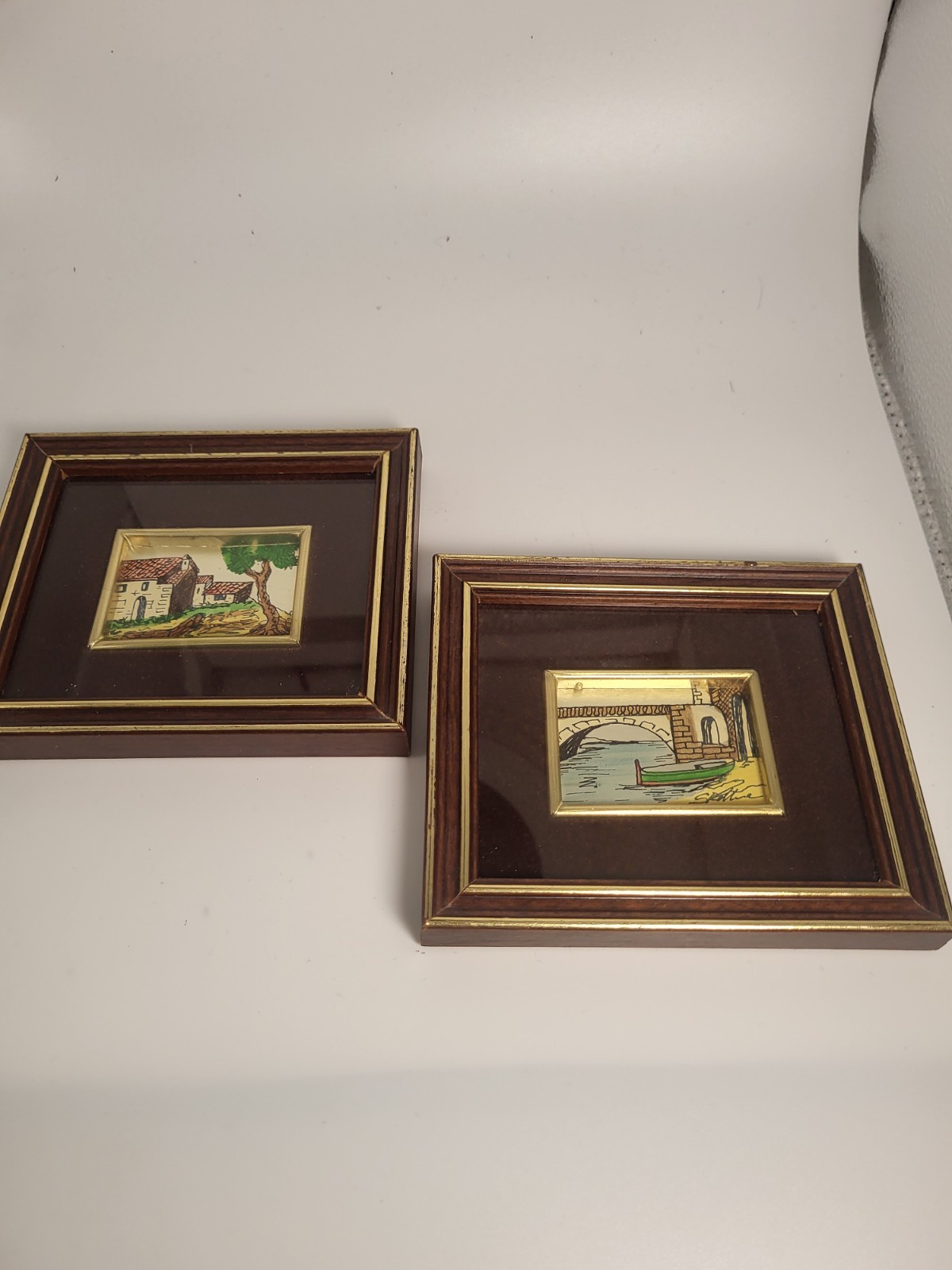 Vintage C.J. Gold Artwork Reproduced On .800 Silver Hand Painted Miniature Frame