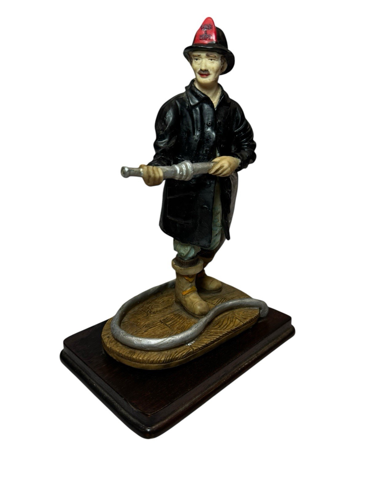 VTG 1989 Albert Price Neighborhood Heroes Fireman Figurine with Hose Resin Wood