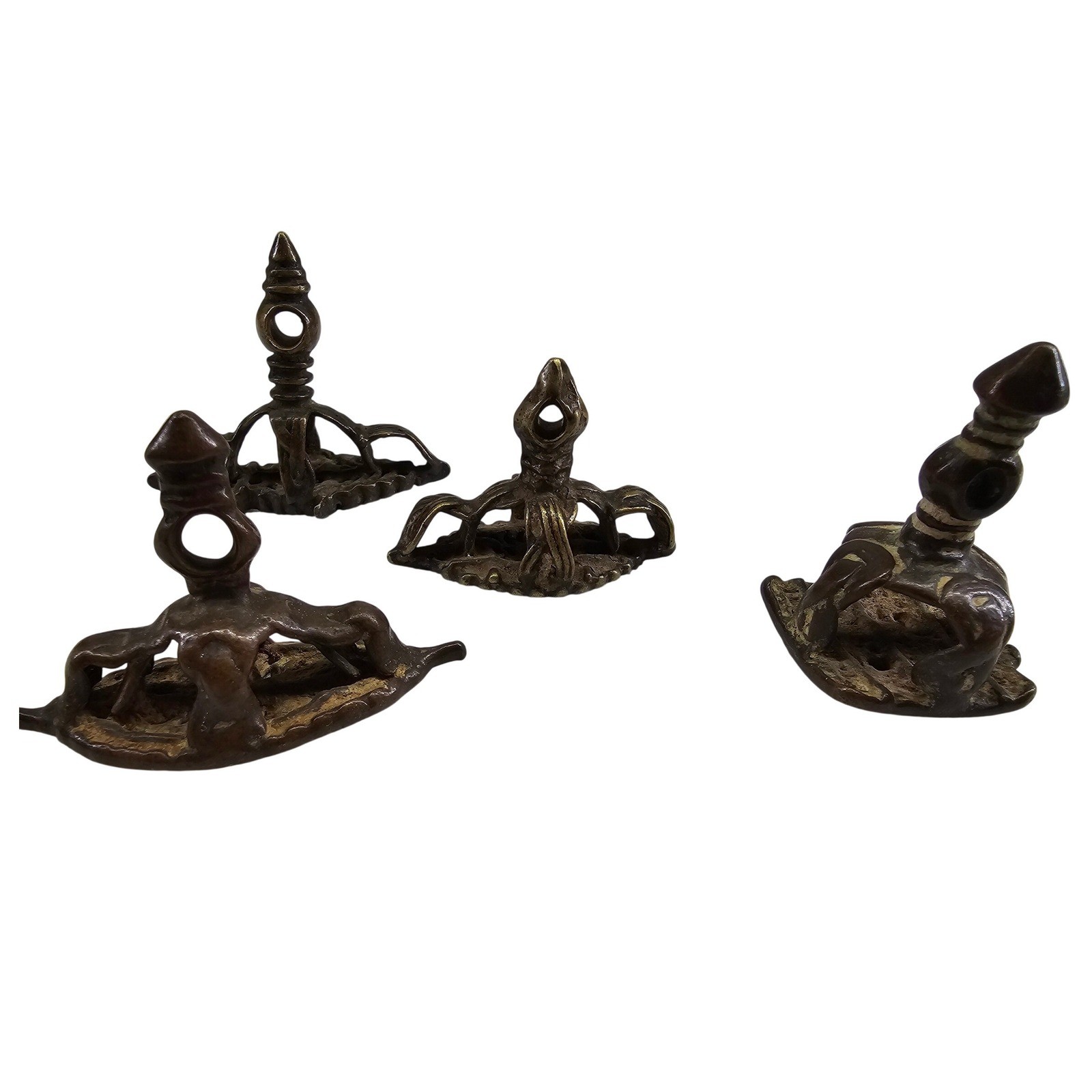 Antique Indian Hindu Temple Bronze Body Stamps Chhapa Orissa Bengal India 4pc