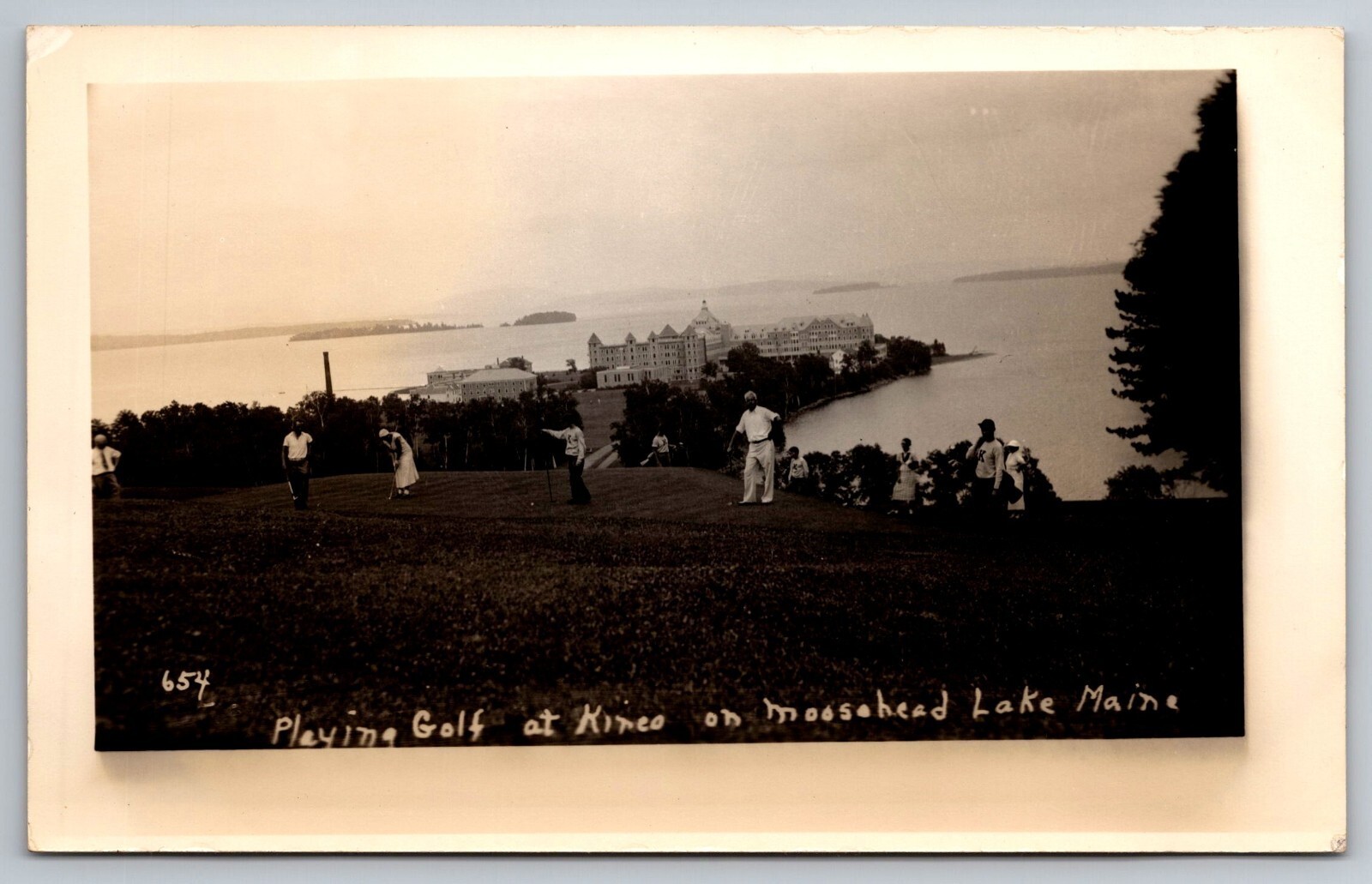 Playing Golf at Mt. Kineo. Moosehead Lake Maine. Real Photo Postcard RPPC Playing Golf at Mt. Kineo. Moosehead Lake Maine. Real Photo Postcard RPPC