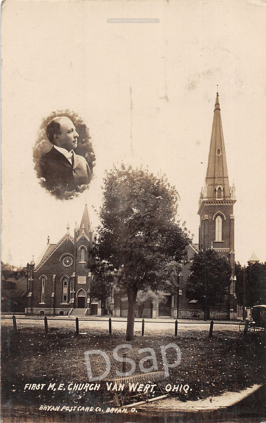 J8/ Van Wert Ohio RPPC Postcard c1910 First M.E. Church Building 140