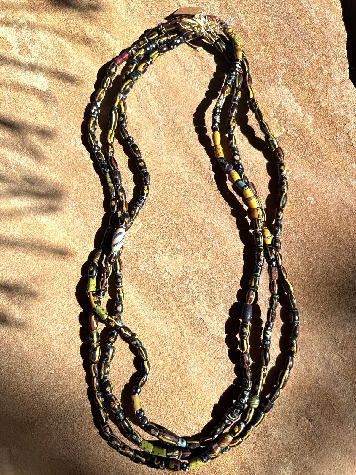 End Of The Day Trail Decorated Venetian Glass African Trade Beads / Lot of 3