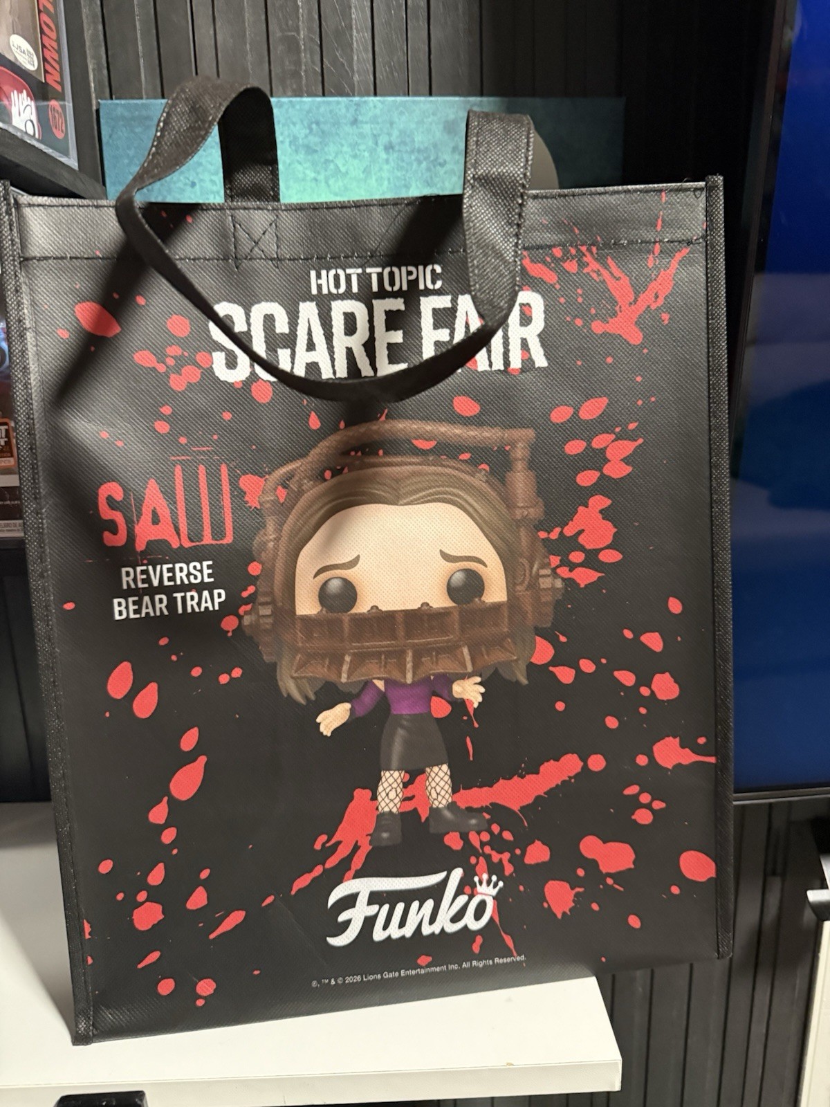 Hot Topic Scare Fair 2026 Exclusive Amanda Reverse Bear Trap Funko Tote Bag