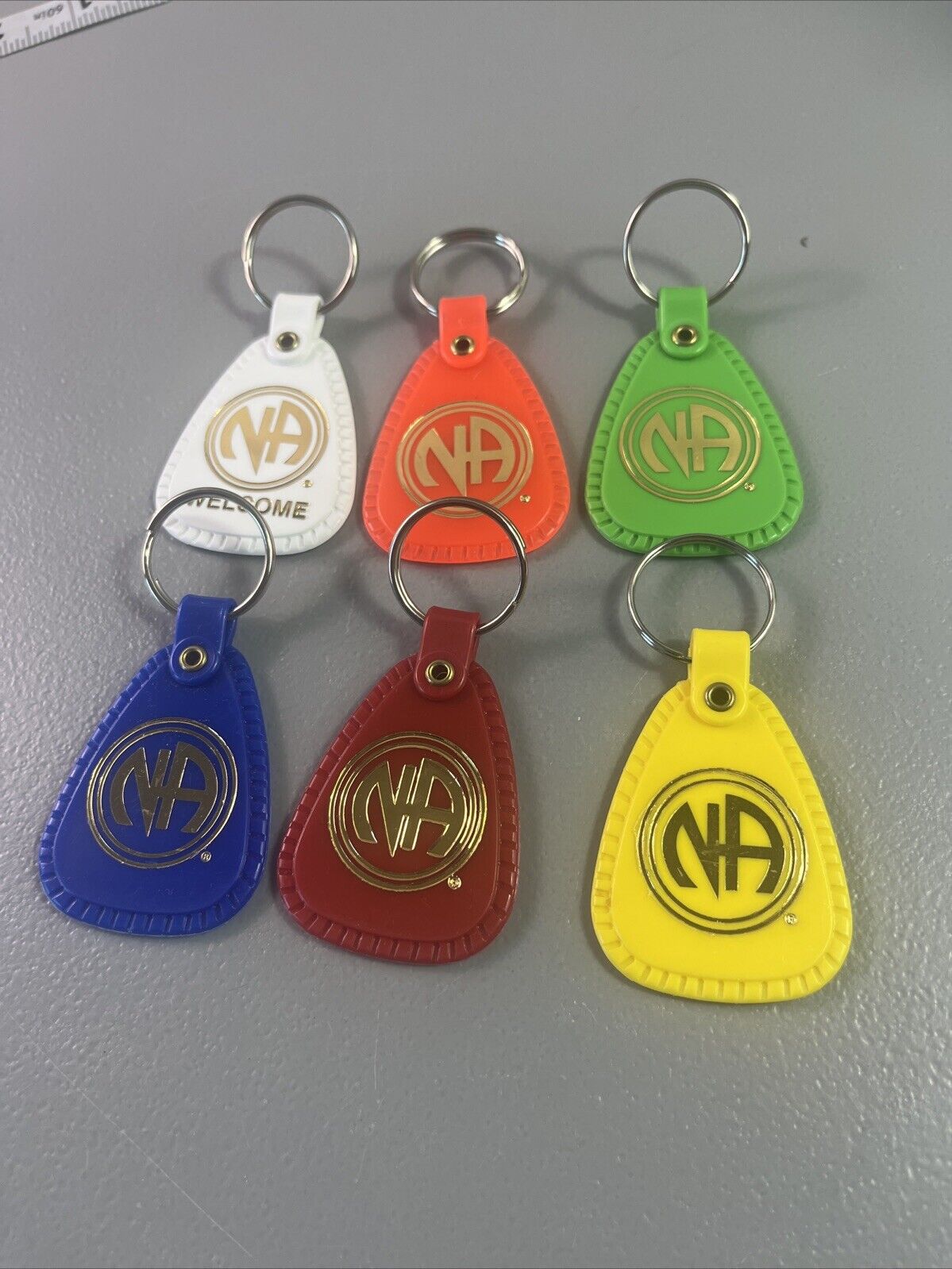 lot of (9) vintage NA Narcotics Anonymous Clean & Serene keychains