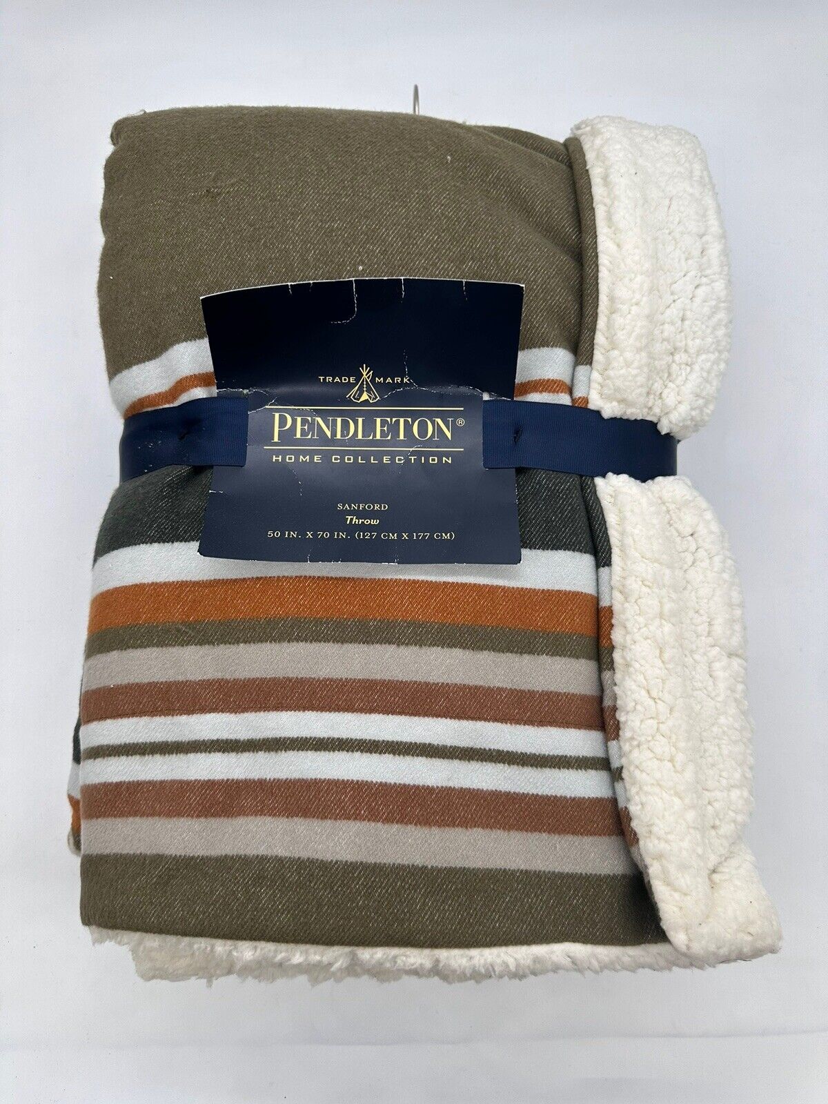 Pendleton Sanford 50x70 Wool Throw Blanket Green Heather Made in USA Vintage