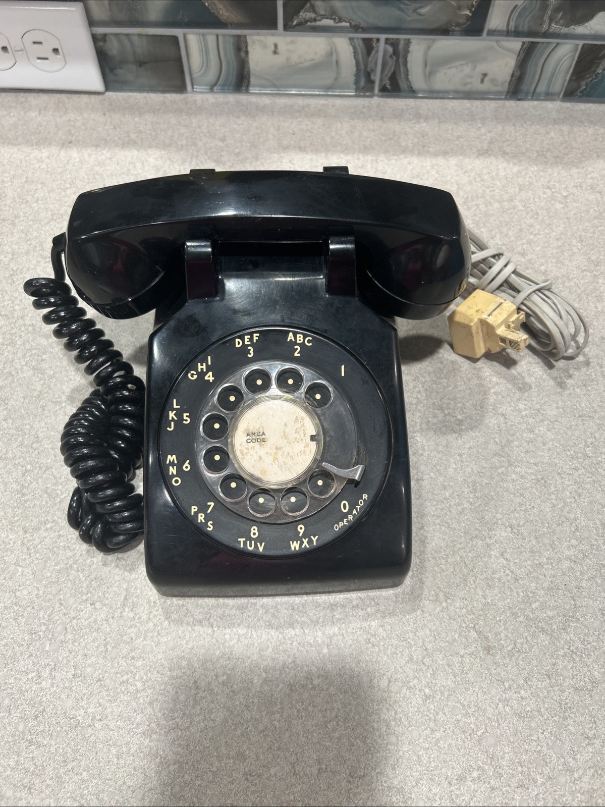 Vintage 1970s ITT  500 Series BLACK Rotary Dial Desk Table Top Telephone