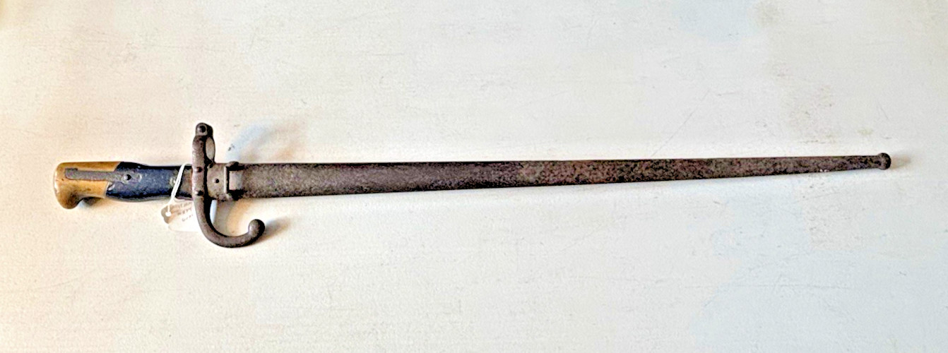 Antique French Model 1874 Gras Rifle Sword Bayonet & Matching Metal Scabbard