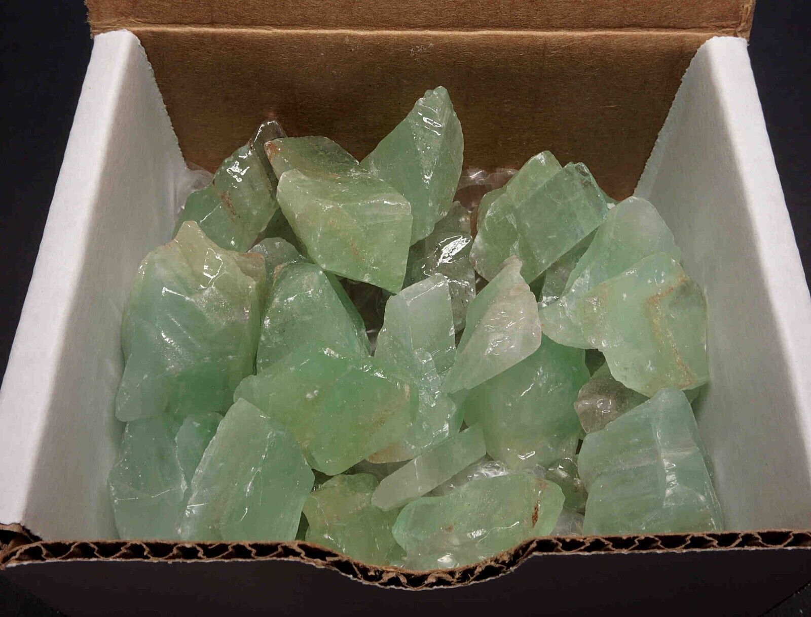 Green Calcite Box 1/2 Lb Bright Green Natural Crystal Chunks Mineral Specimens