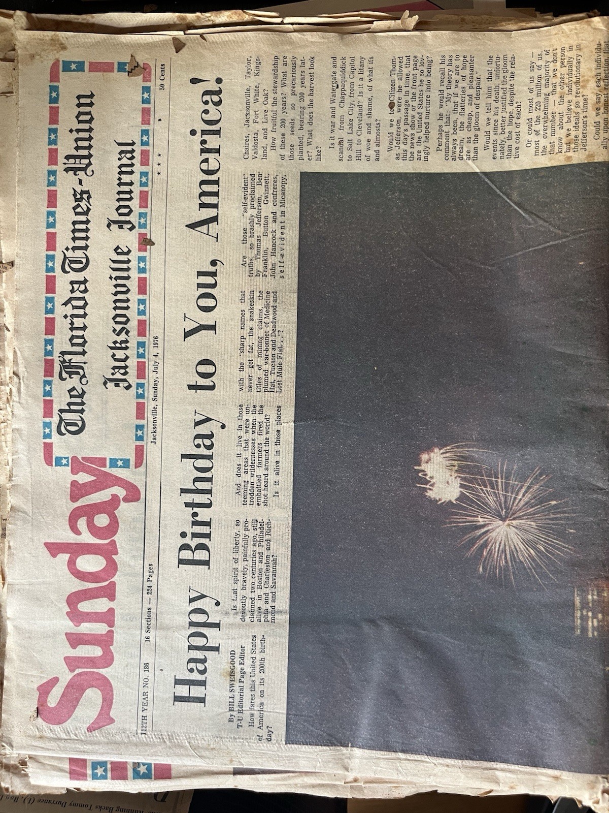 1976 Bicentennial Newspaper Jacksonville Times Union Complete July 4