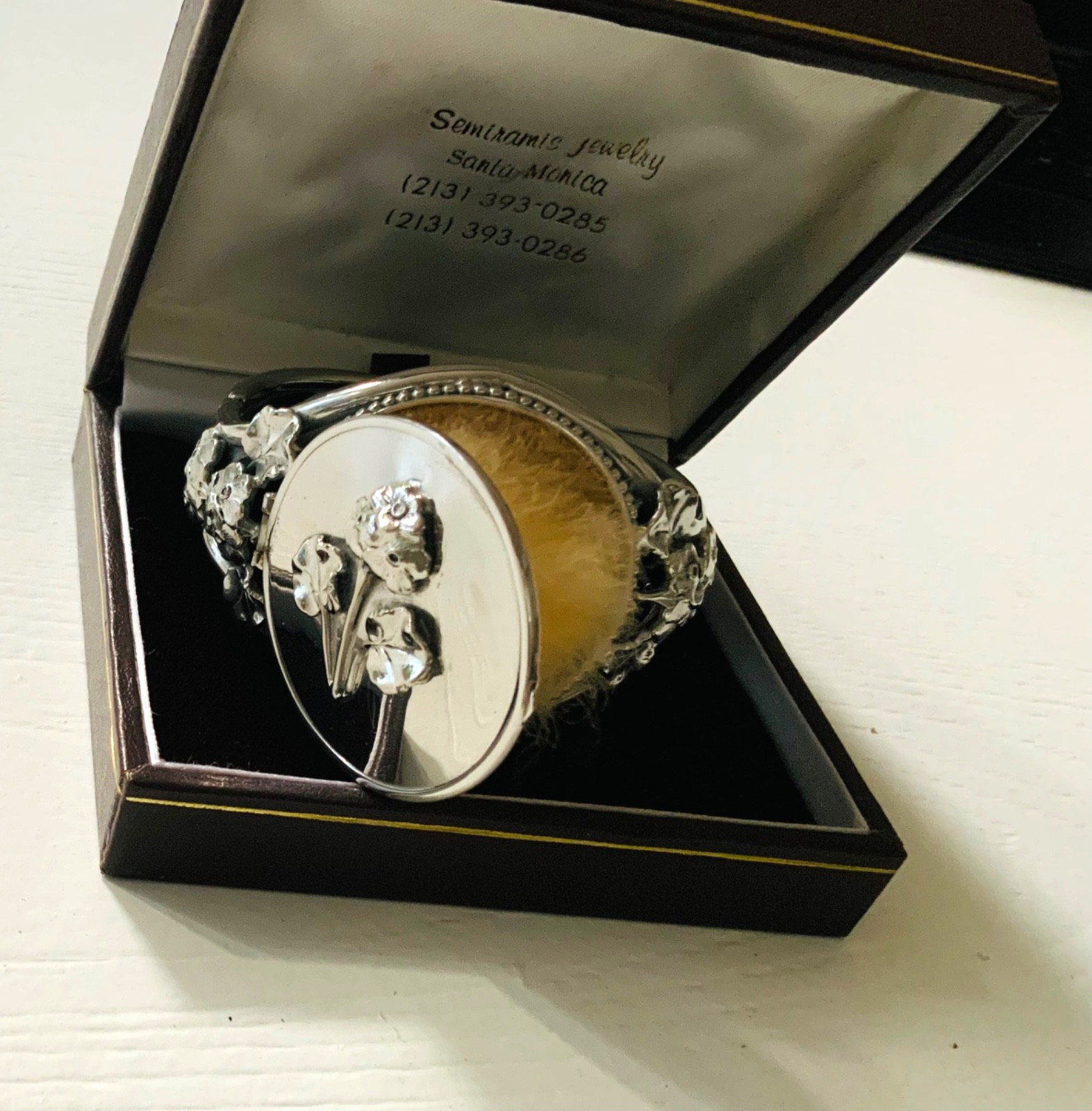 RARE Vtg Silver COMBINATION Compact & BRACELET w SWANS DOWN Puff ALL ORIGINAL RARE Vtg Silver COMBINATION Compact & BRACELET w SWANS DOWN Puff ALL ORIGINAL