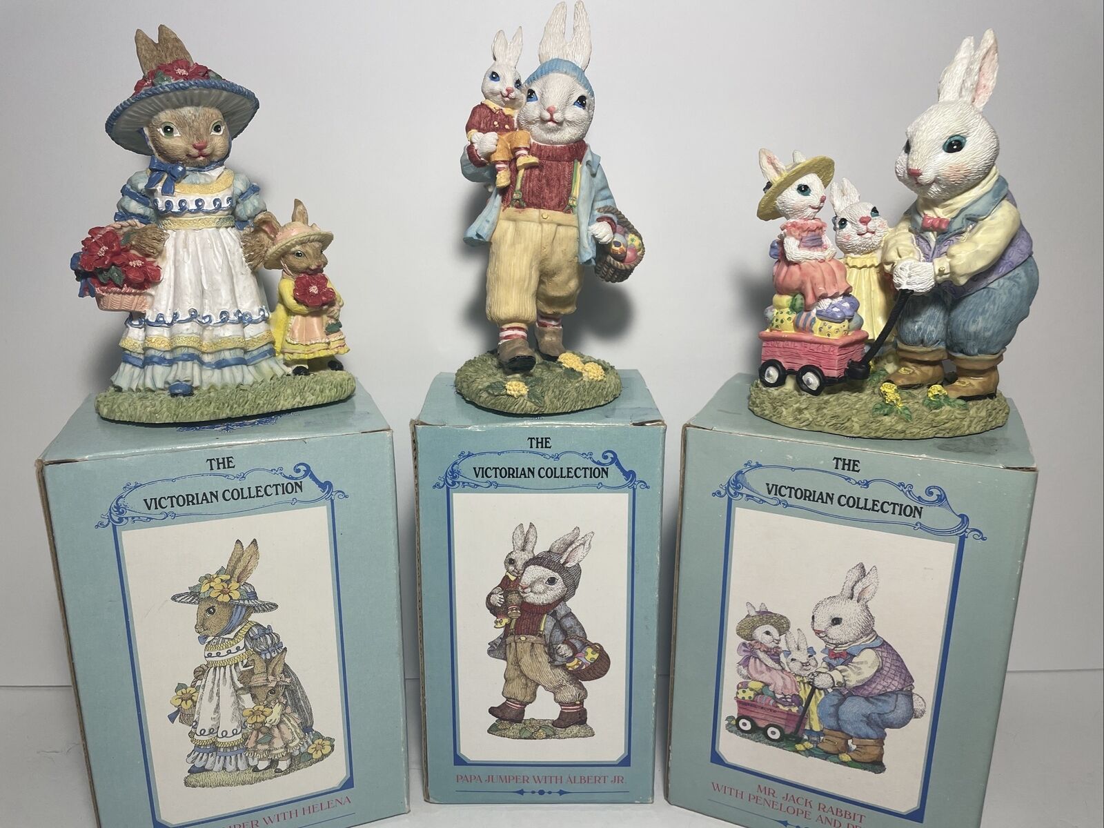 Set of 3 Dillards Ceramic The Victorian Collection Figurines in Original Boxes