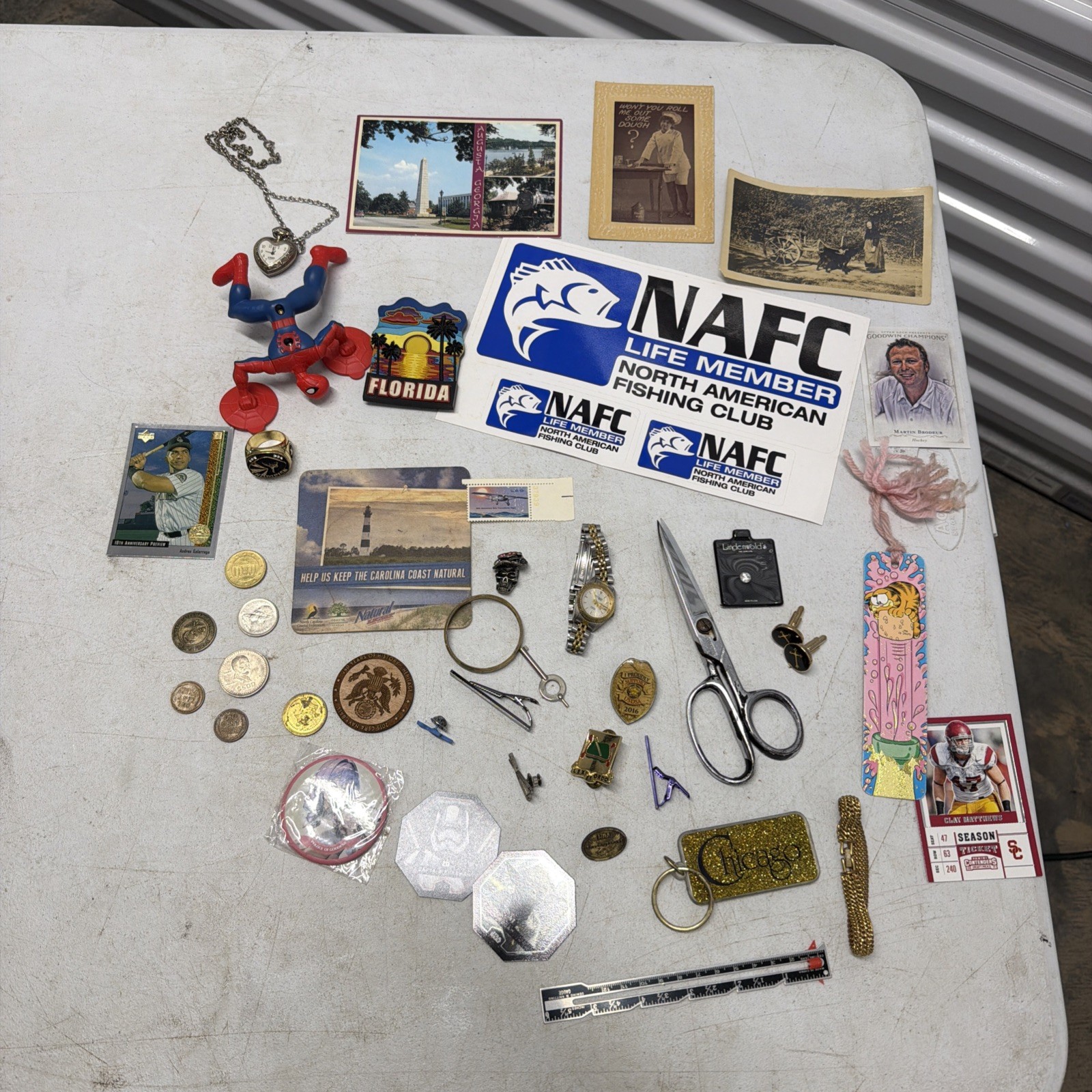 Vintage And New Junk Drawer Lot With Jewelry Toys And Coins