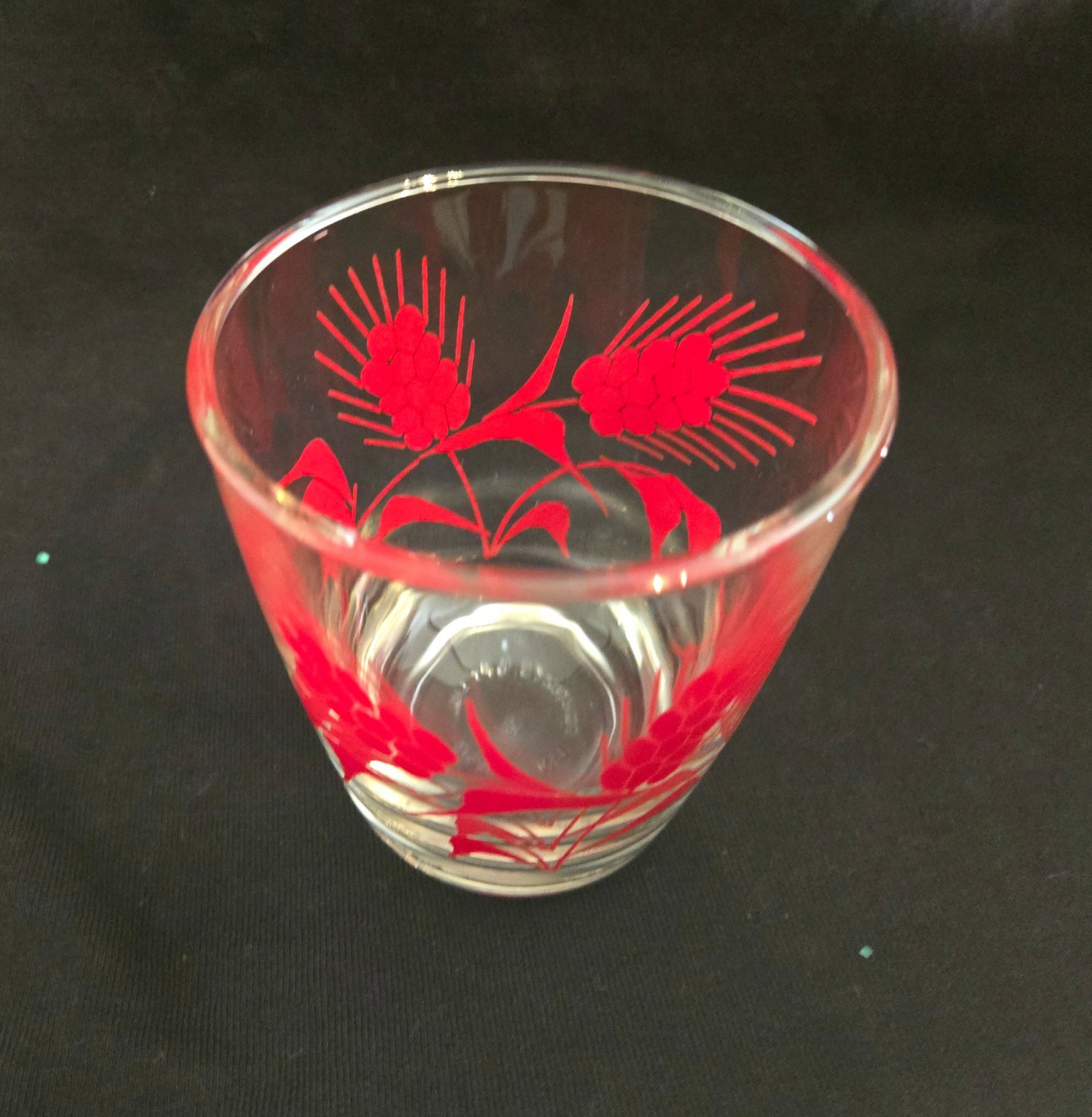 Vintage Hazel Atlas Sour Cream Glass Red Wheat 1/2 Pint 