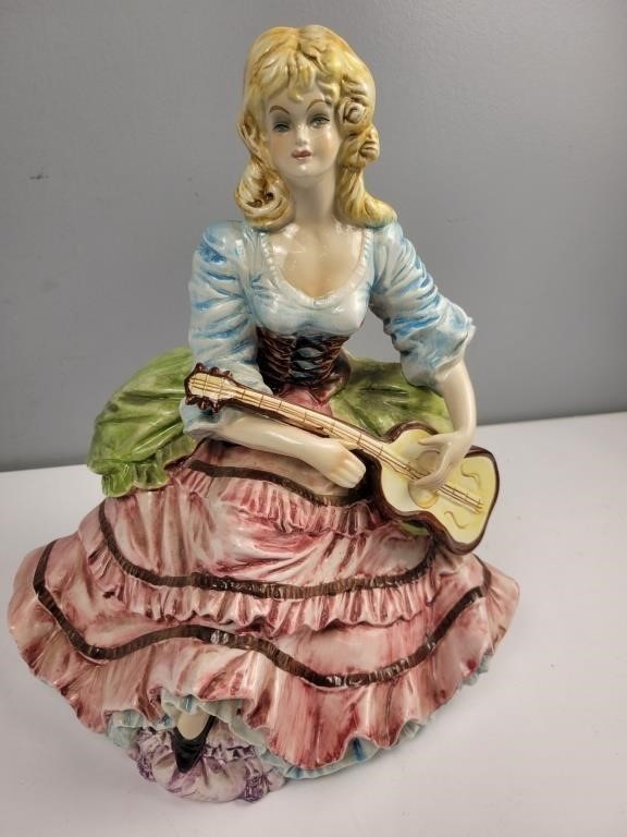 Vintage Large Capodimonte Style Porcelain Lady Figurine Italy 13.5