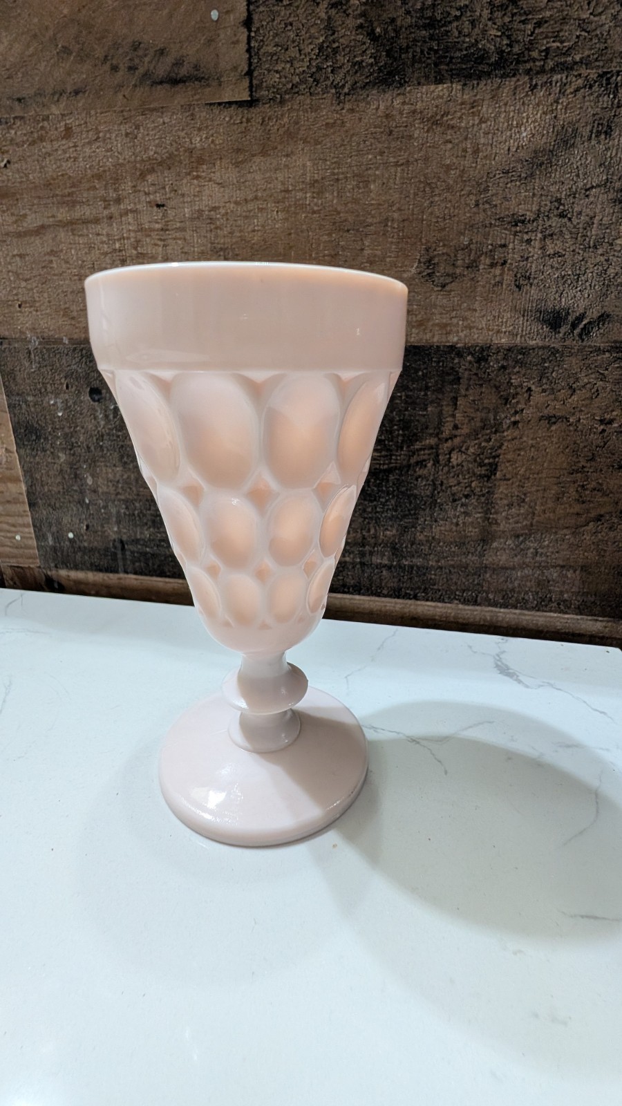 Vintage Pink Milk Glass Goblet Footed Honeycomb Pattern – Mid-Century