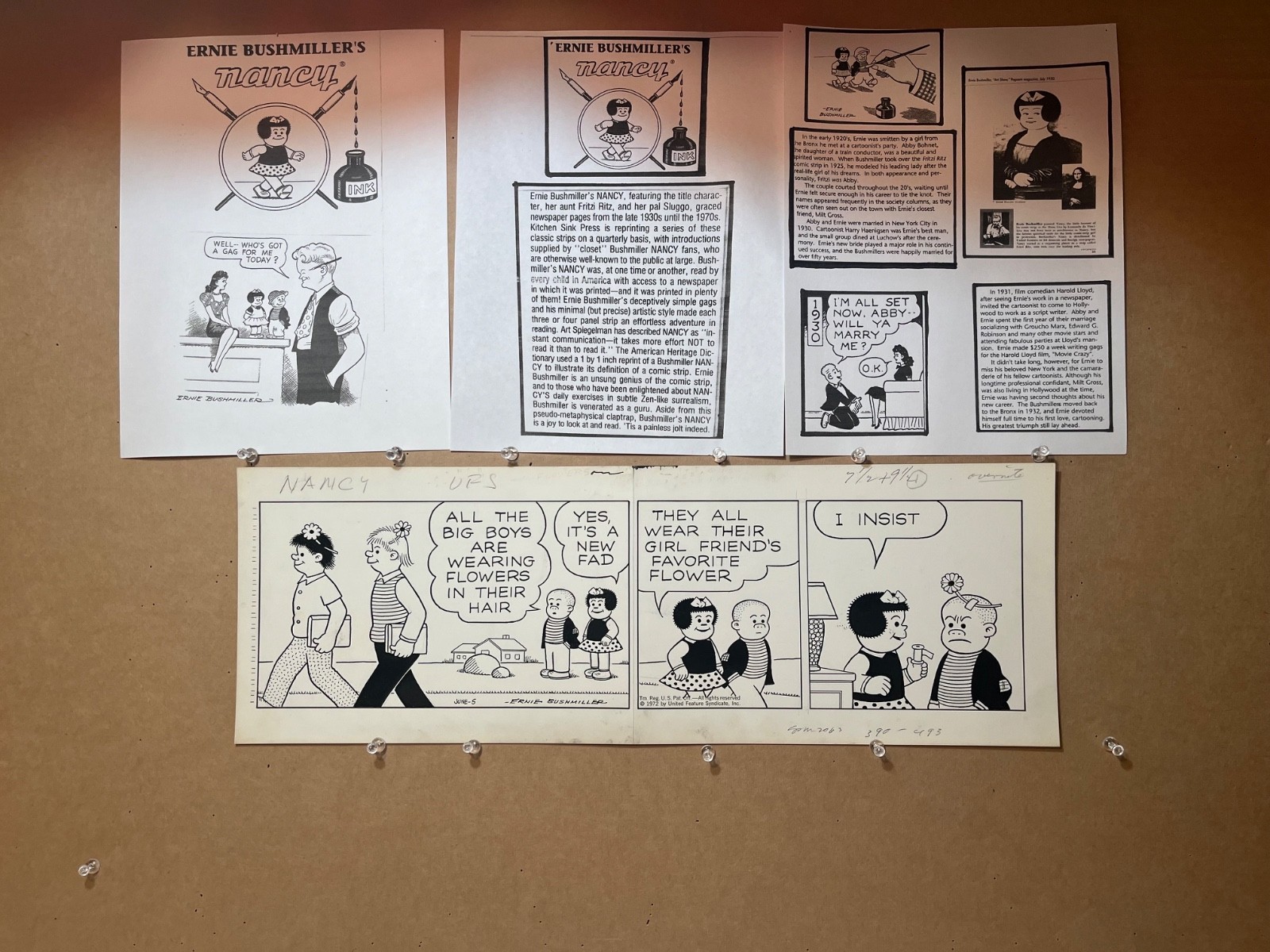 Original Ernie Bushmiller Nancy Weekly: 6-5-72 Nancy & Sluggo \