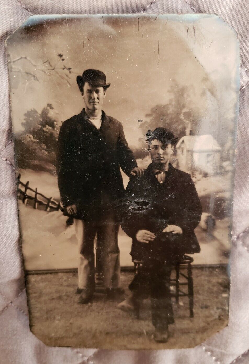 Tintype of Two 1870s Western Gentlemen Cowboys Awesome Image  