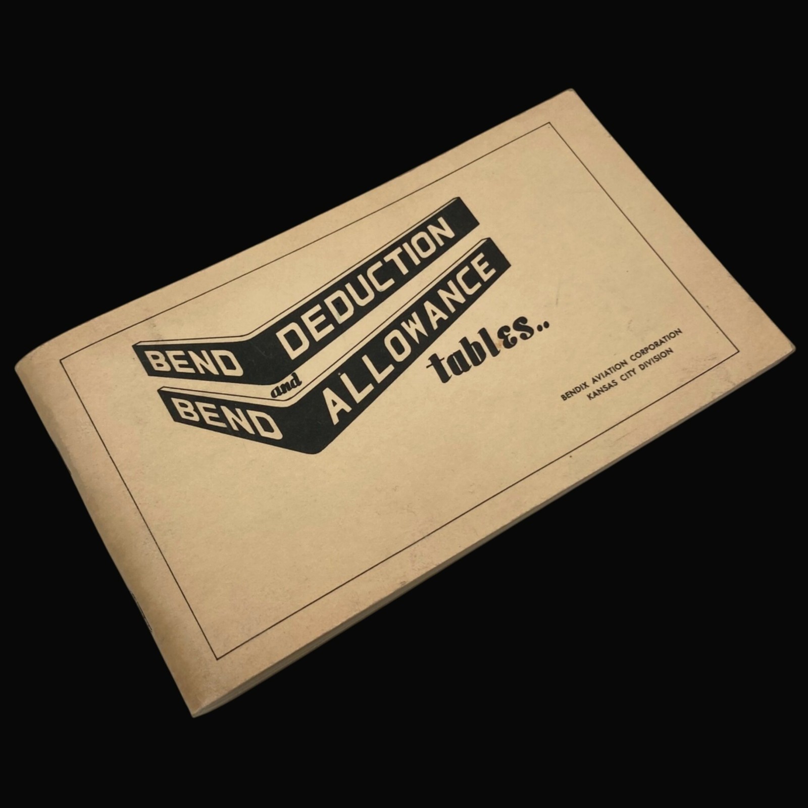 Vtg 1950s Bendix Aviation Bend Deduction Tables Shop Manual Kansas City Division