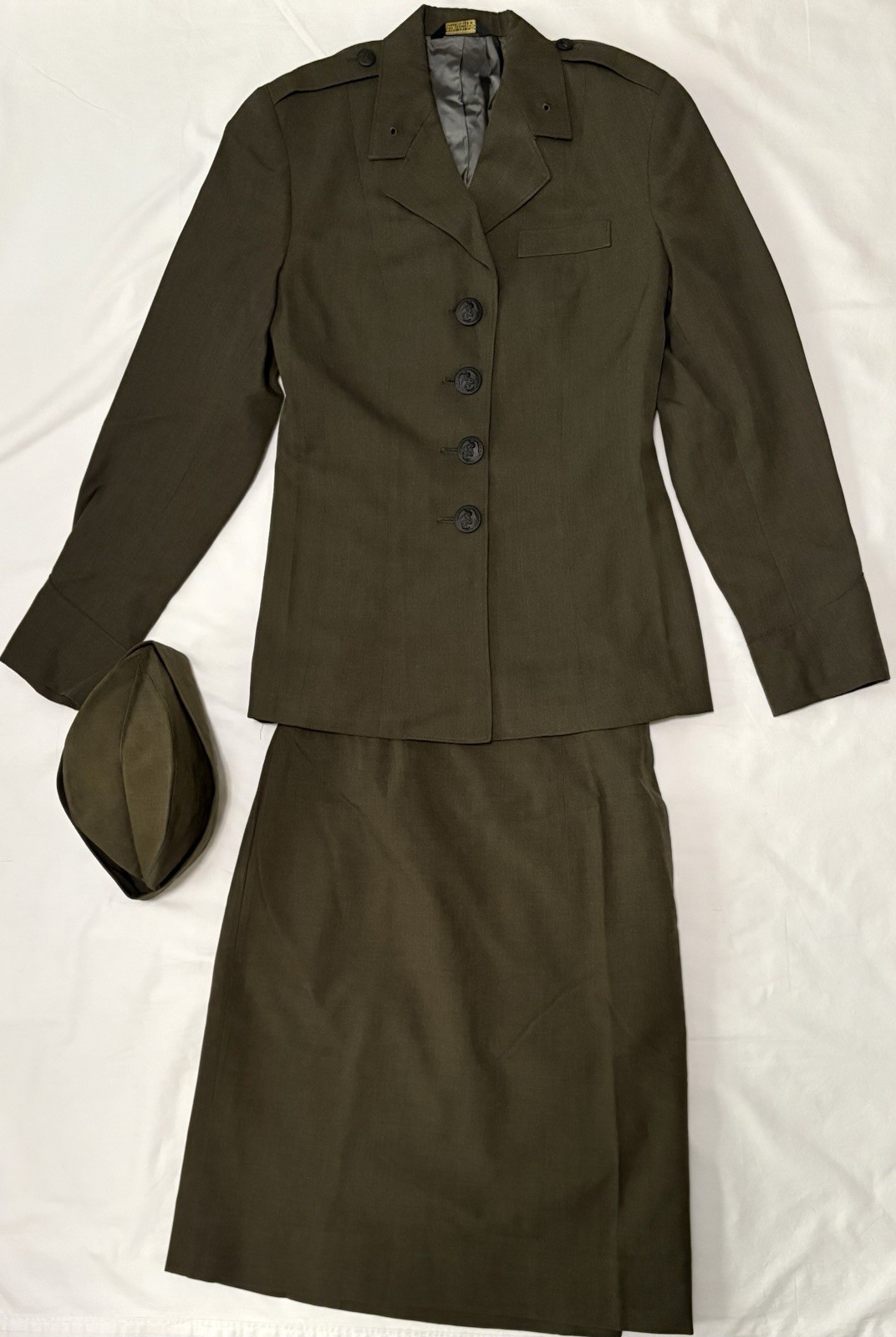 Vintage 1994 Wool Jacket Skirt Hat Blazer USMC Marines Uniform Size 10P USA Made
