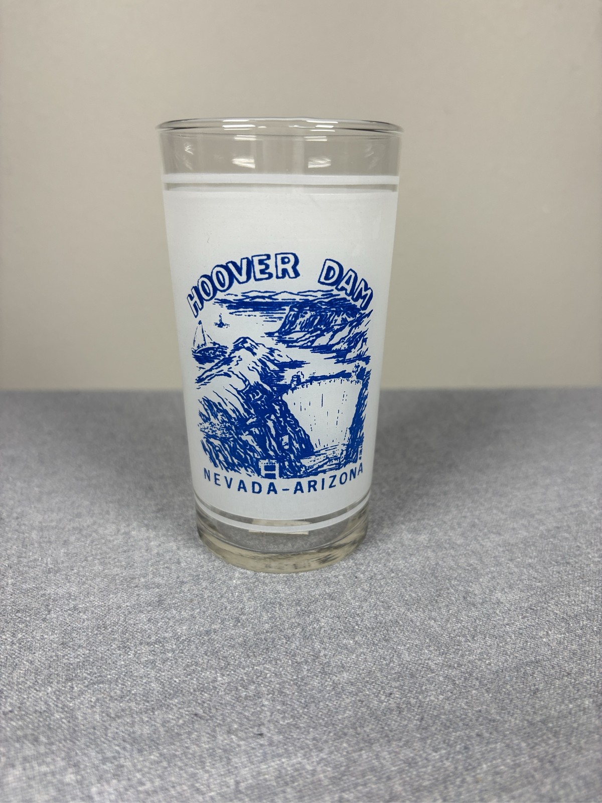 Vintage Hoover Dam Nevada Arizona Souvenir Drinking Glass Federal Milk Glass