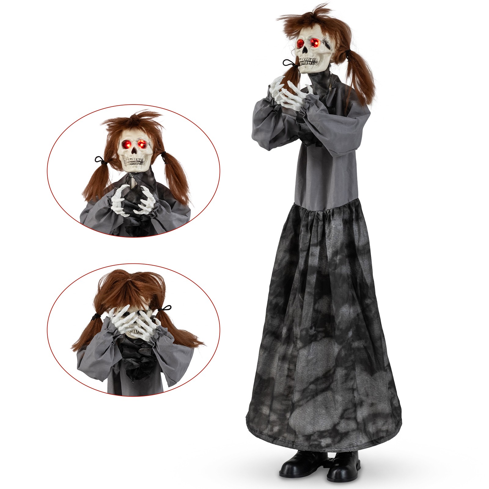 Halloween Animatronic Jumpscare Doll with Pop Up Head, Animated Motion Effect