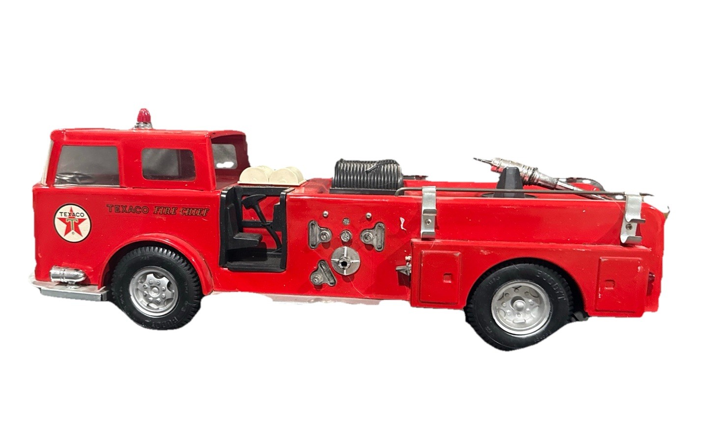 Vintage Buddy L Texaco Fire Chief Pressed Steel Pumper Fire Truck Red Toy 26\