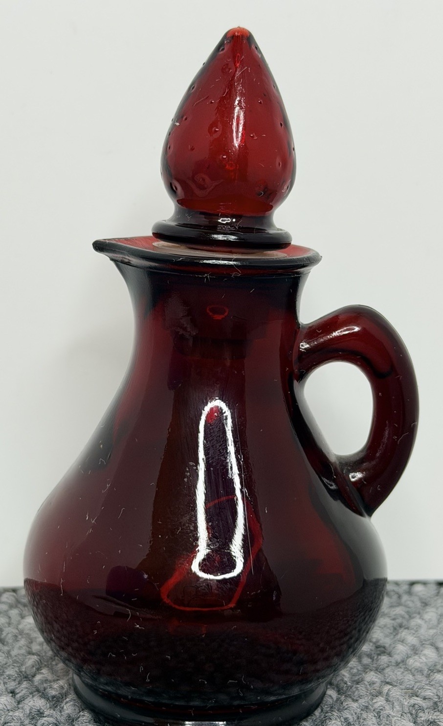 Avon Vintage Ruby Red Mini Cruet Decanter With Stopper Glass Bottle 6