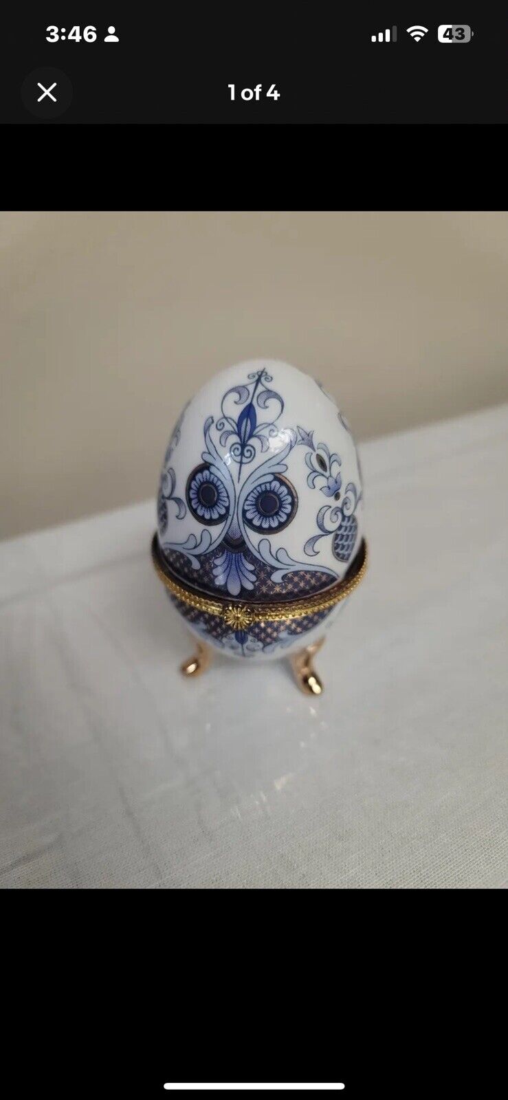 Vintage Collector Porcelain Egg Spectacled Owl