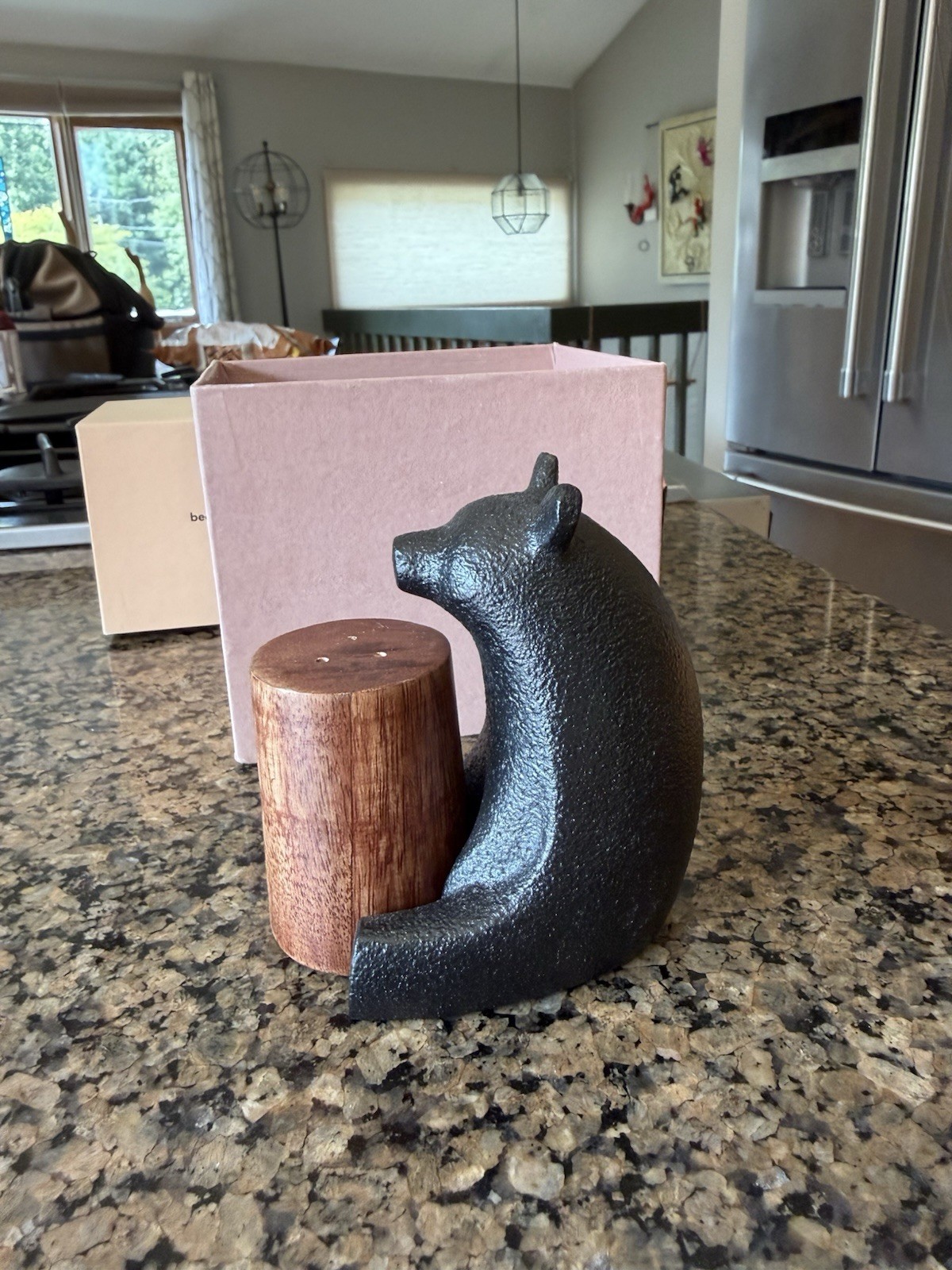 West Elm Bear and Log Salt and Pepper Shakers Set