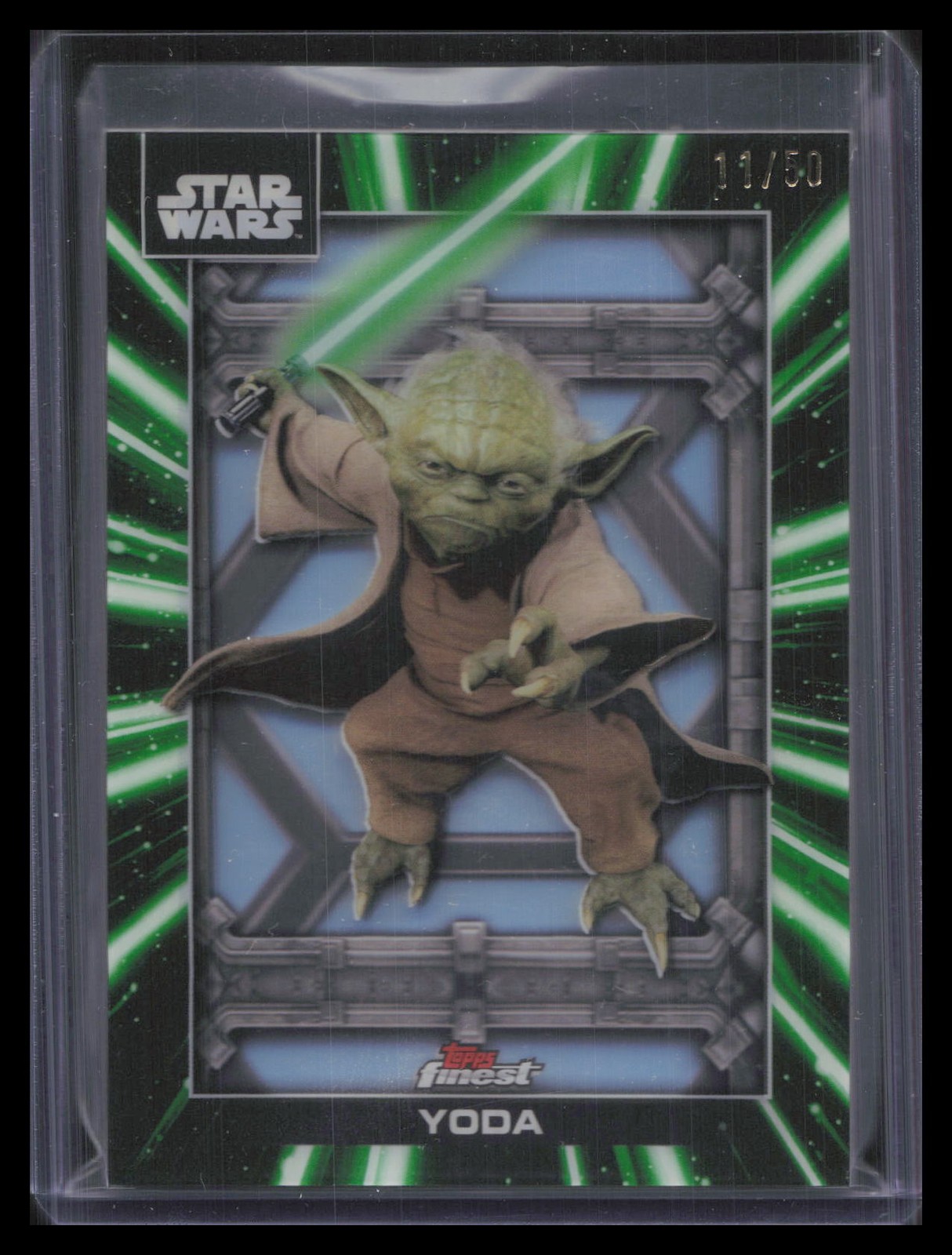 Yoda 2025 Topps Star Wars Smugglers Outpost - Lightsaber Shadowbox #SAB-8 /50