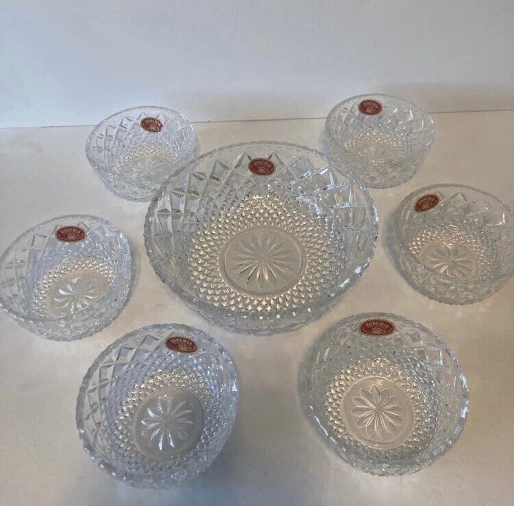 Bohemia Crystal 7 piece fruit bowl set new with tags In Original Box