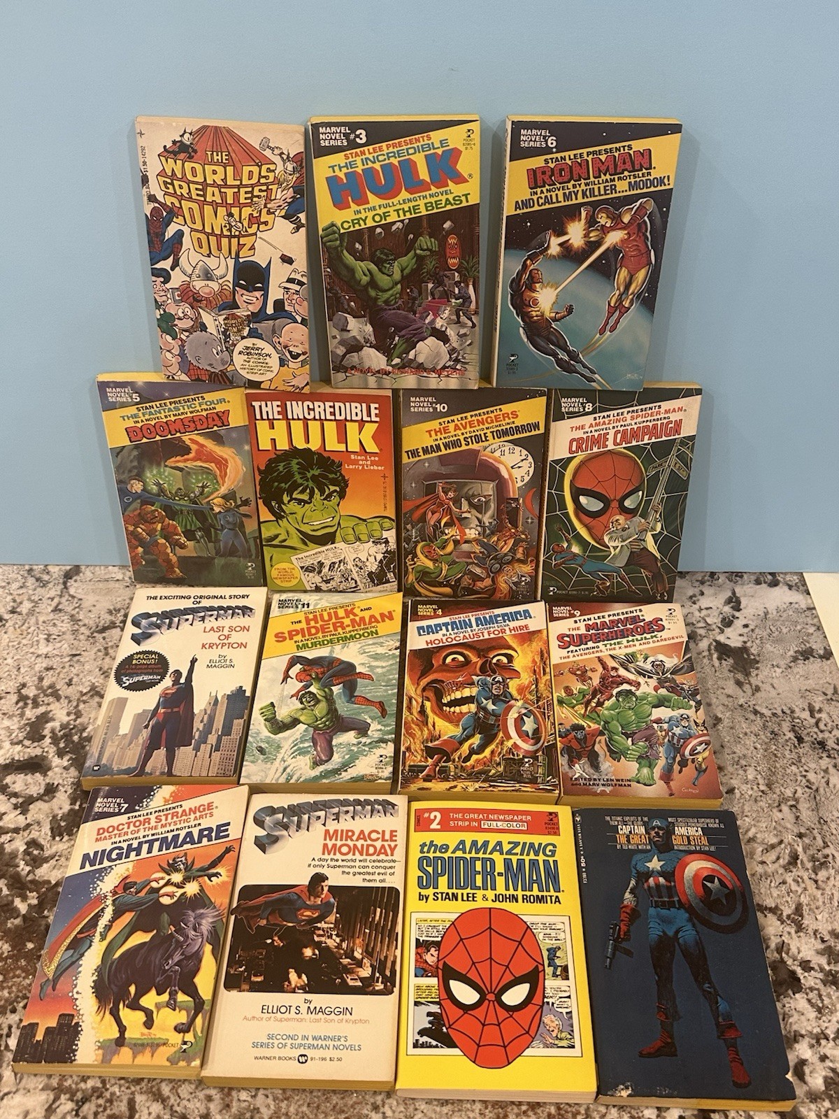 (15) STAN LEE ORIGINAL 1st ED 70s VTG POCKET BOOKS SET MARVEL COMIC NOVEL SERIES