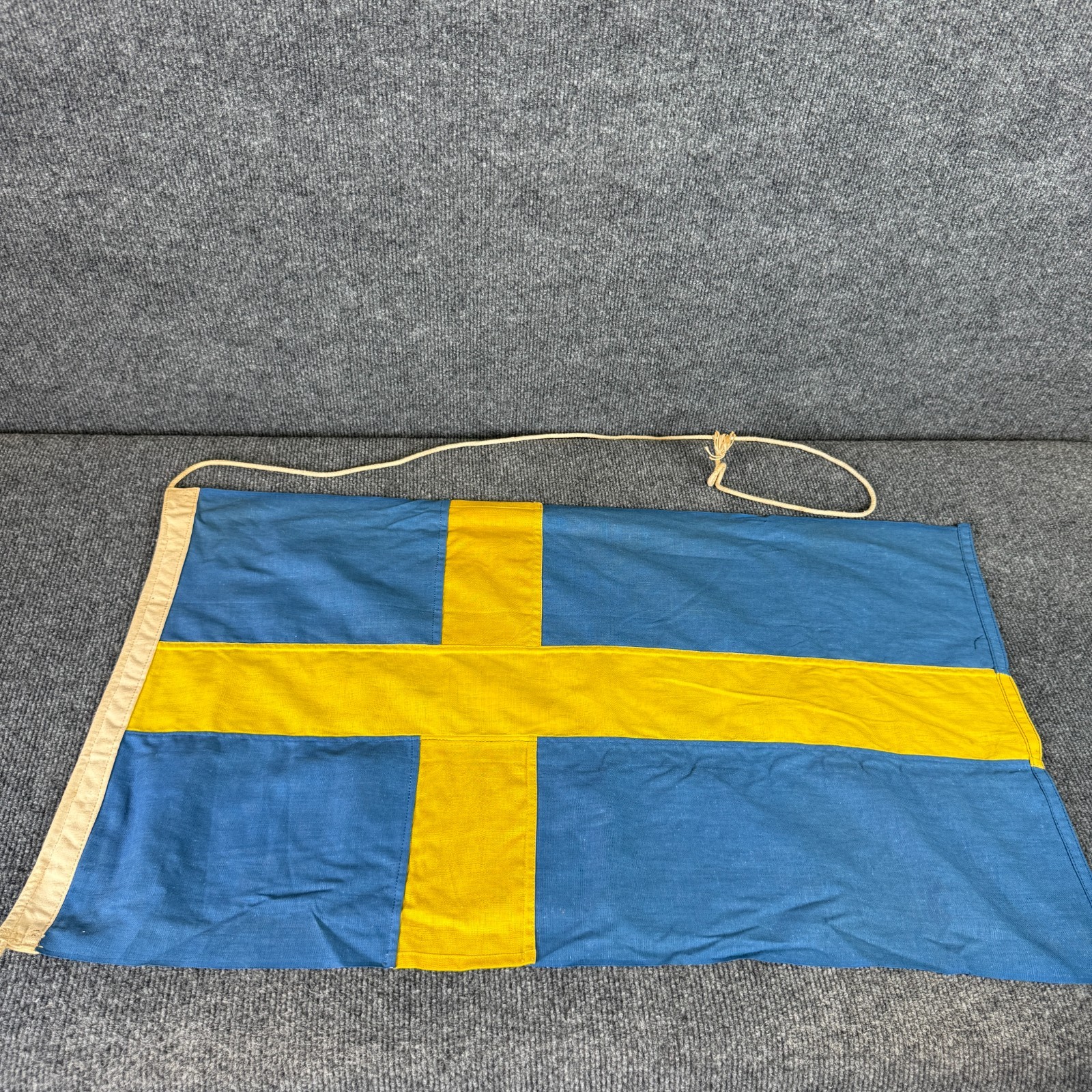 Vintage Sweden Flag Sewn Cloth Swedish Textile Nautical Ship Flag 29\