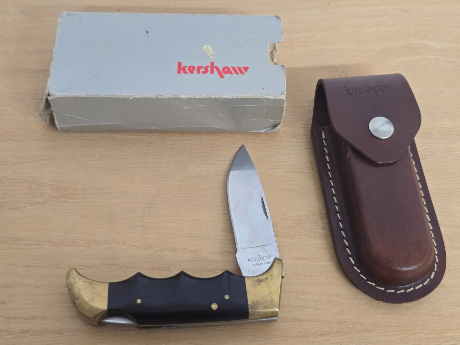 Vintage Kershaw Folding Field 1050 Knife & Sheath