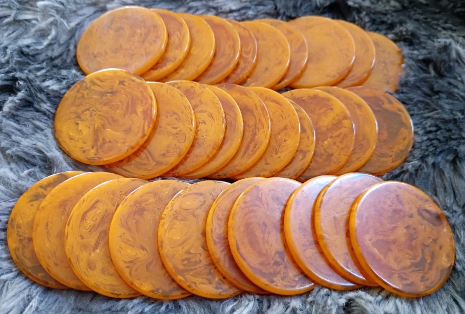 Vintage lot of 30 Art Deco Bakelite Butterscotch Swirl Poker Chips Art Crafts 