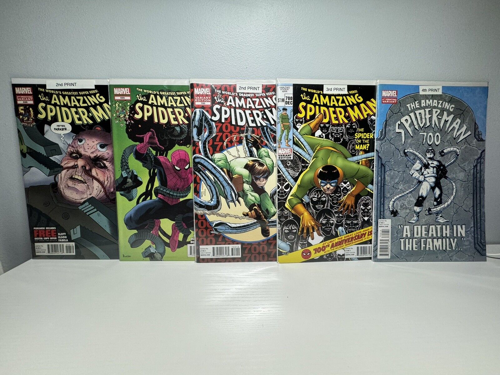 The Amazing Spider-Man #698 2nd Print. 699 1st Print. 700 2nd Print. 700 3rd&4th
