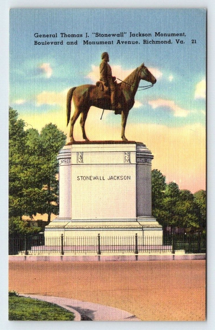 General Stonewall Jackson Monument Richmond Virginia Vintage Postcard AF529