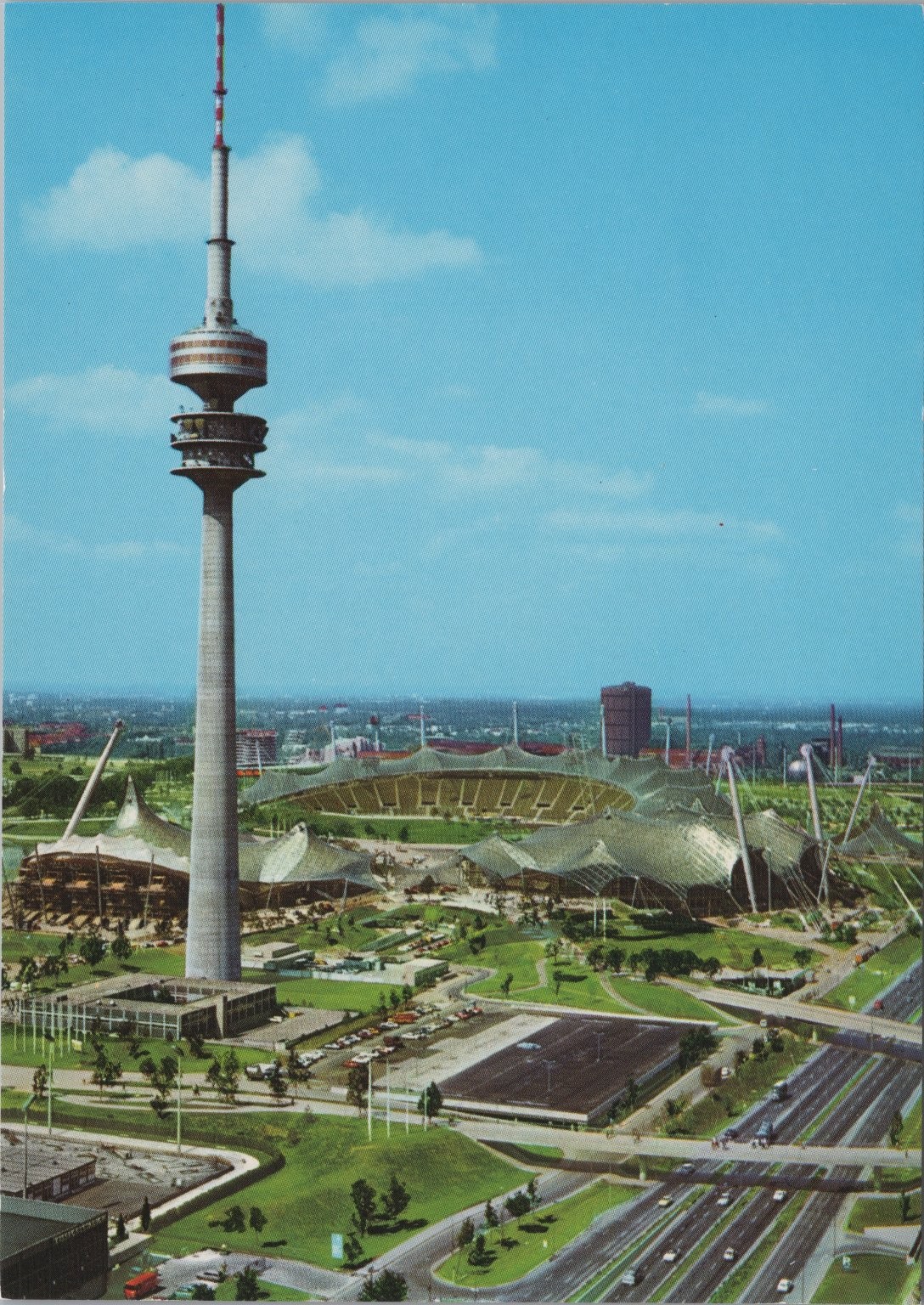 Germany Munich Olympiaturm & Olympic Stadium 4x6 Postcard UNP