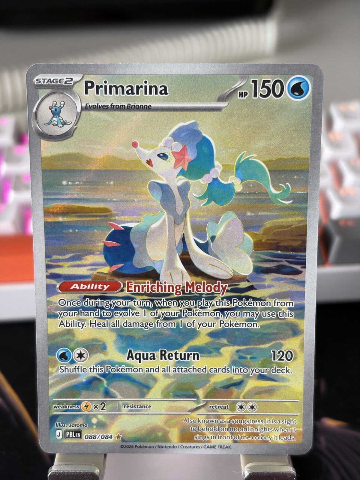 Primarina 088/084 Illustration Rare Pitch Black Pokemon Holo Near Mint NM Primarina 088/084 Illustration Rare Pitch Black Pokemon Holo Near Mint NM