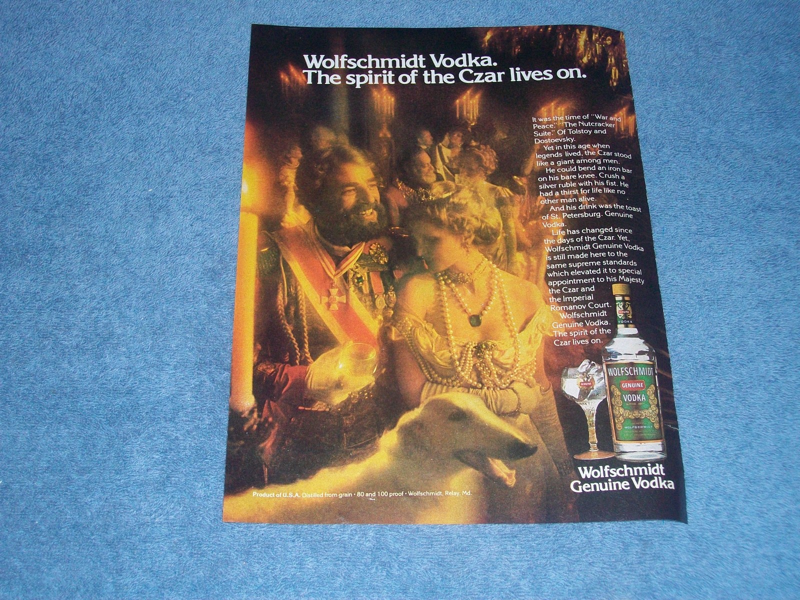 1979 Wolfschmidt Genuine Vodka Vintage Ad \