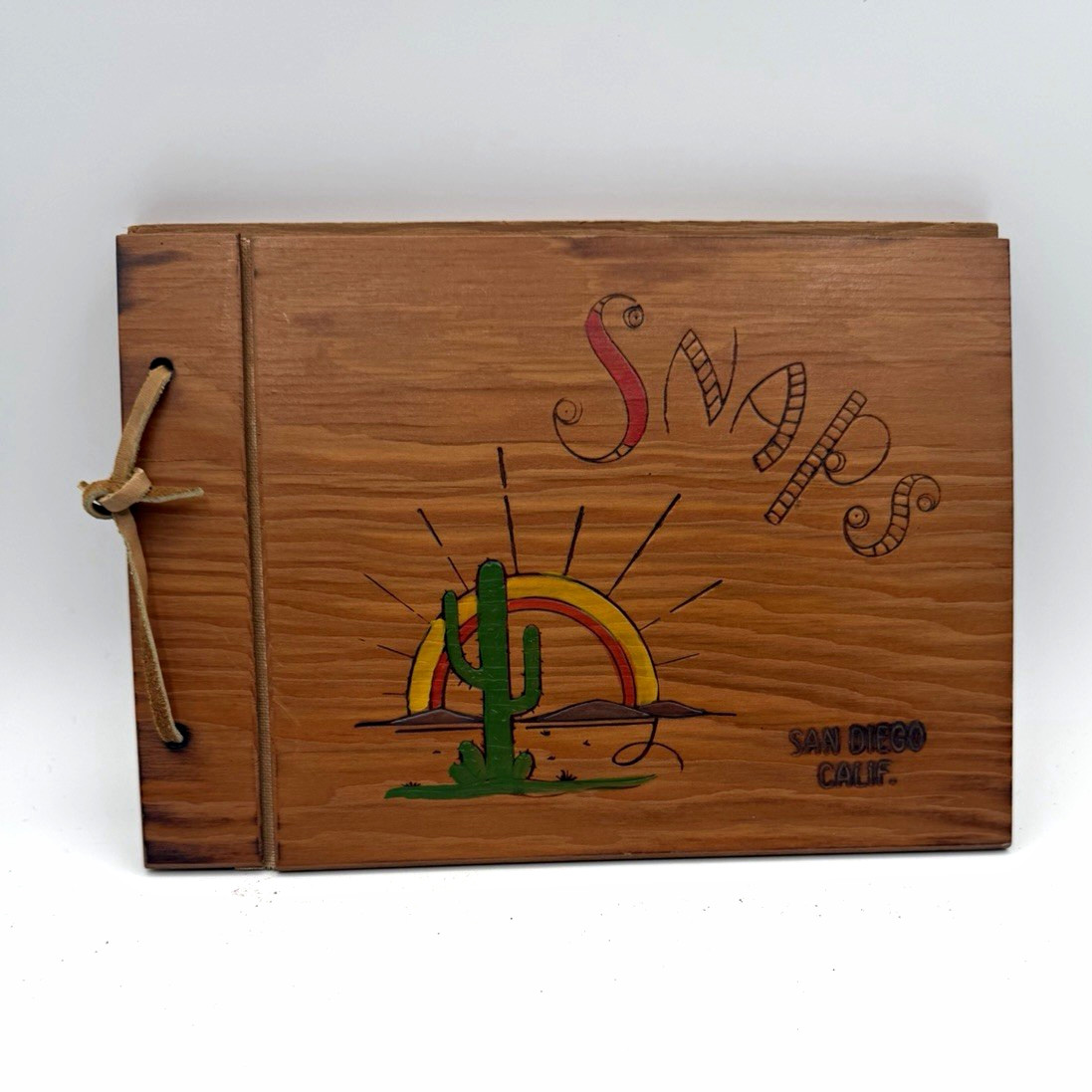 Vintage Wooden String-Tie Scrapbook Photo Album \