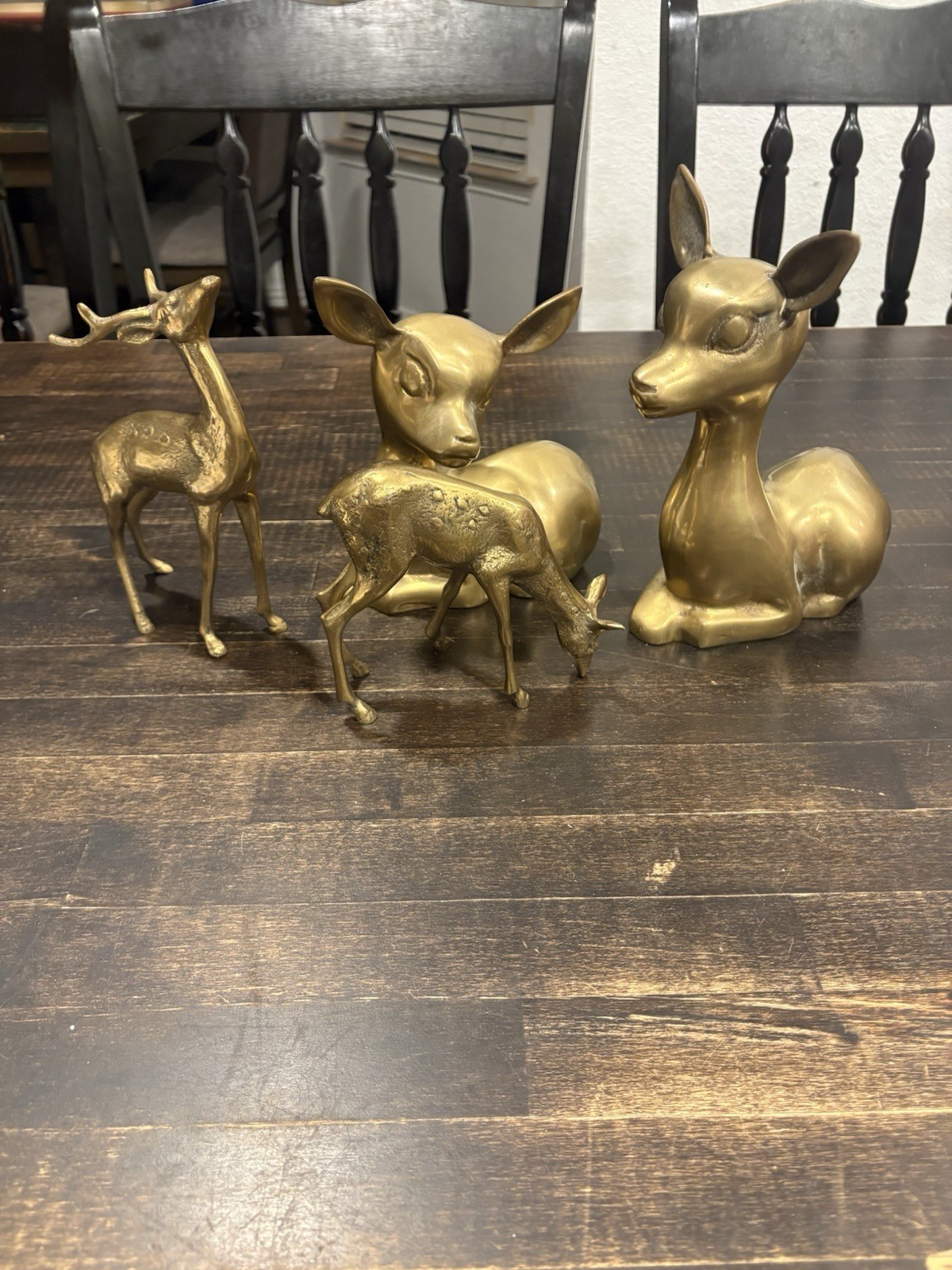 VINTAGE BRASS DEER Fawn Doe Set Of Two And Then Two Brass Deer