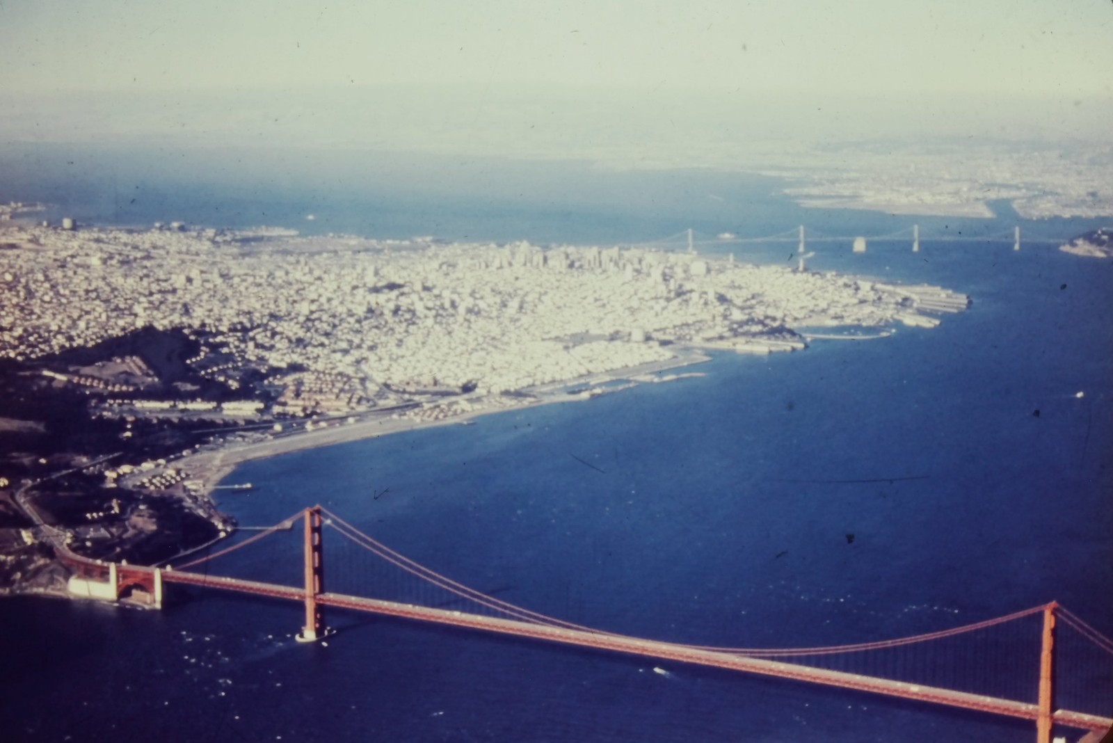 c1960's 35mm Slide Golden Gate Bridge San Francisco Bay Cityscape California