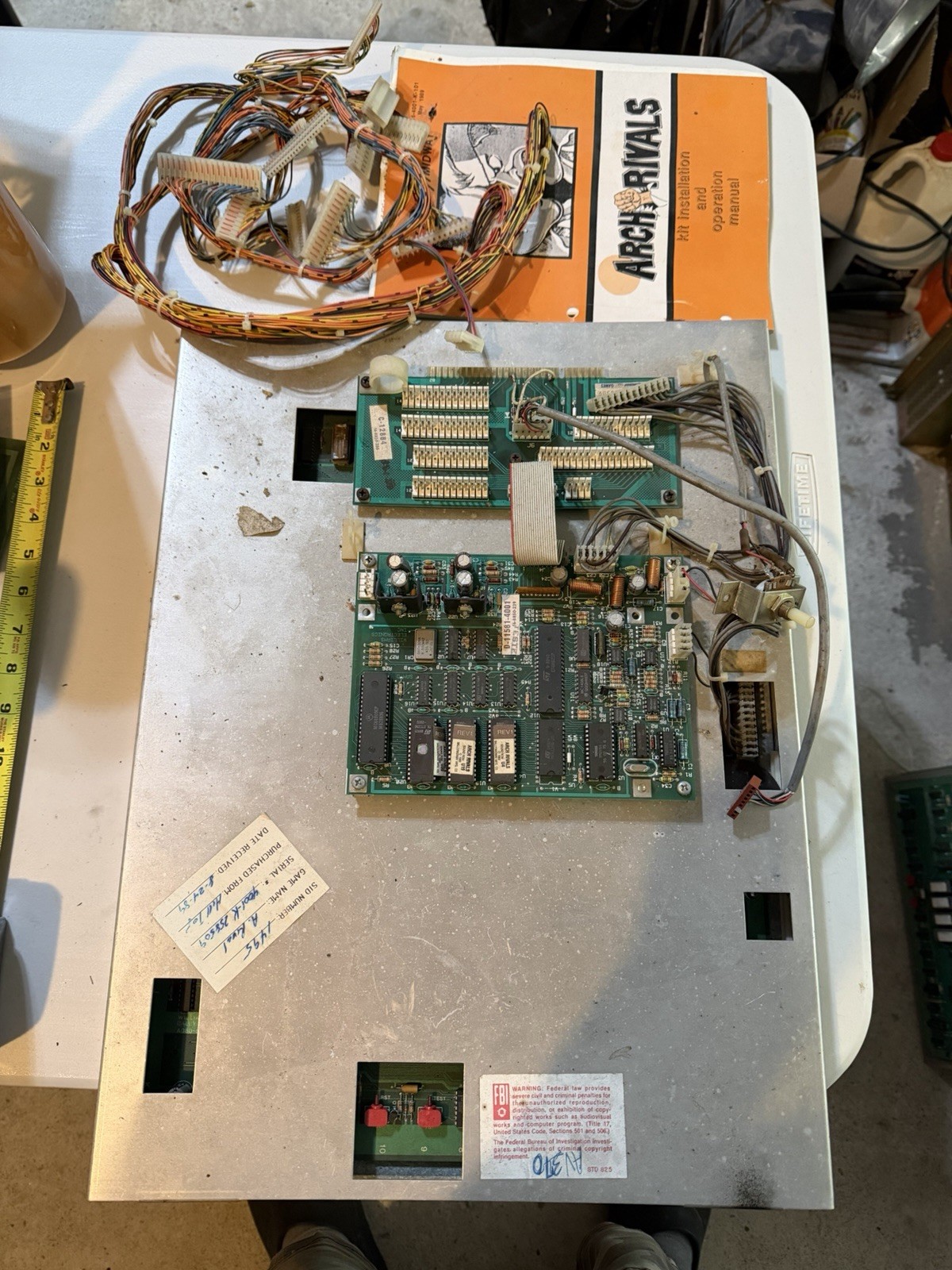 Arch Rivals by Bally Midway Video Arcade Game PCB Board Set w/ Wiring Harness